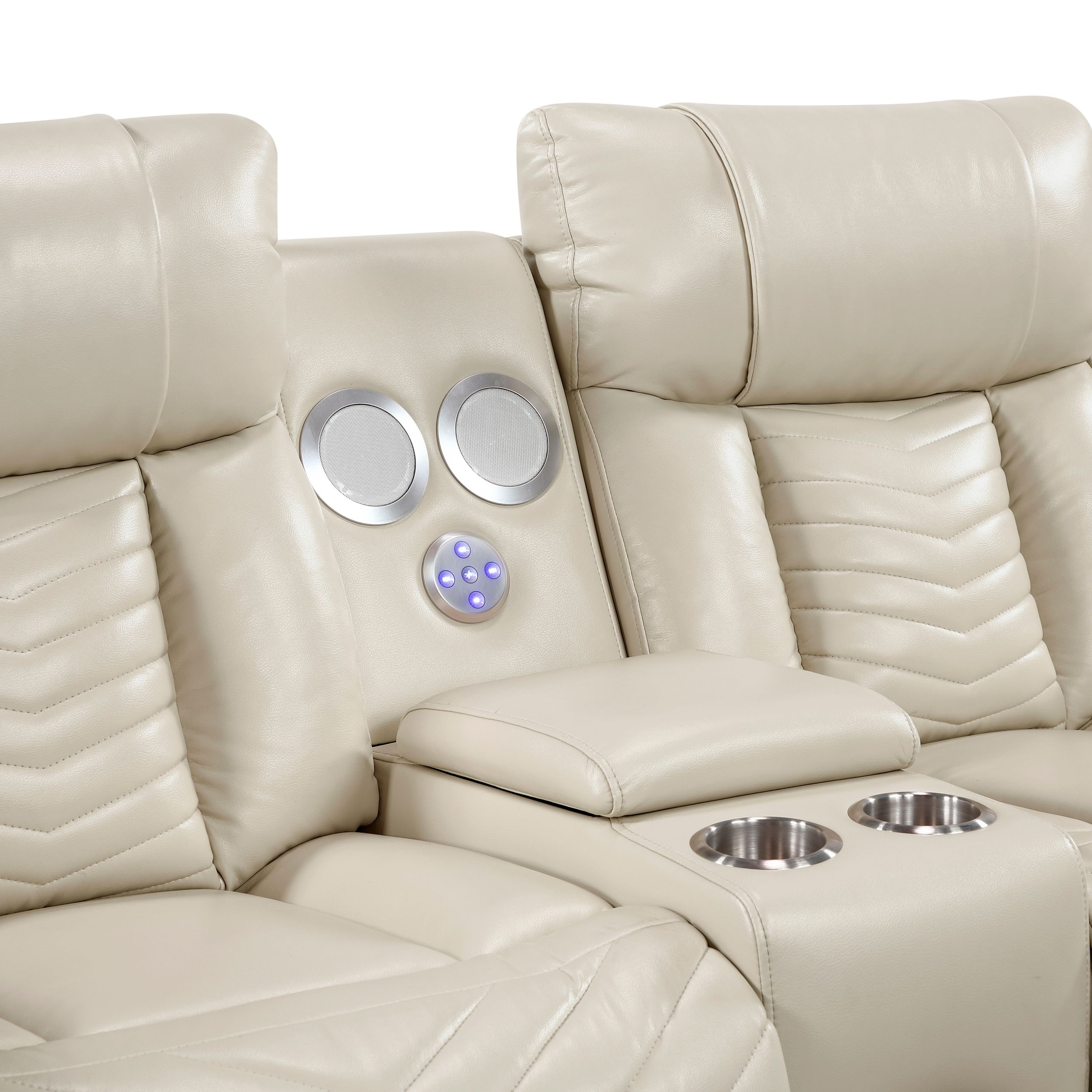Huron Faux Leather Power Double Reclining Loveseat with LED Lighting