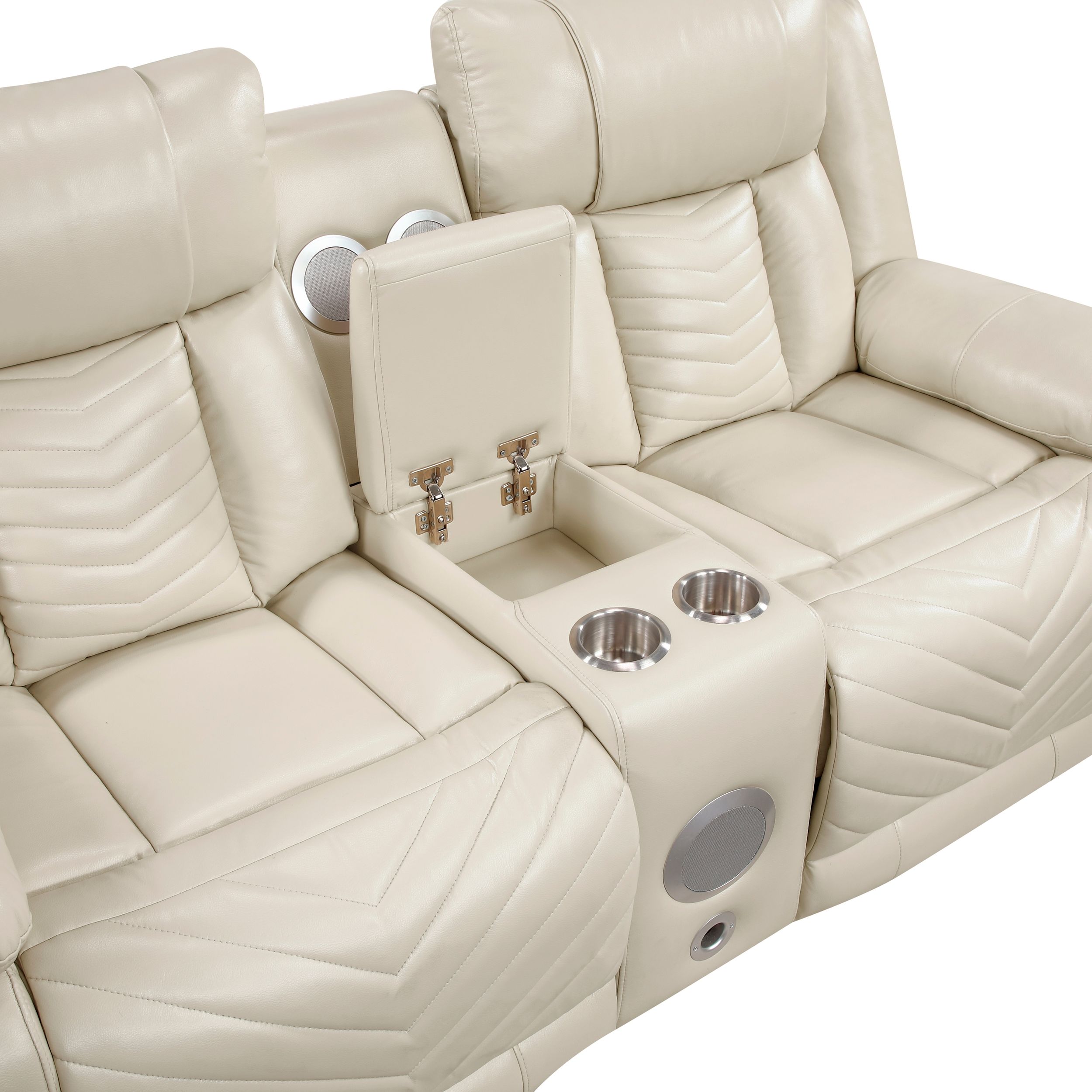 Huron Faux Leather Power Double Reclining Loveseat with LED Lighting