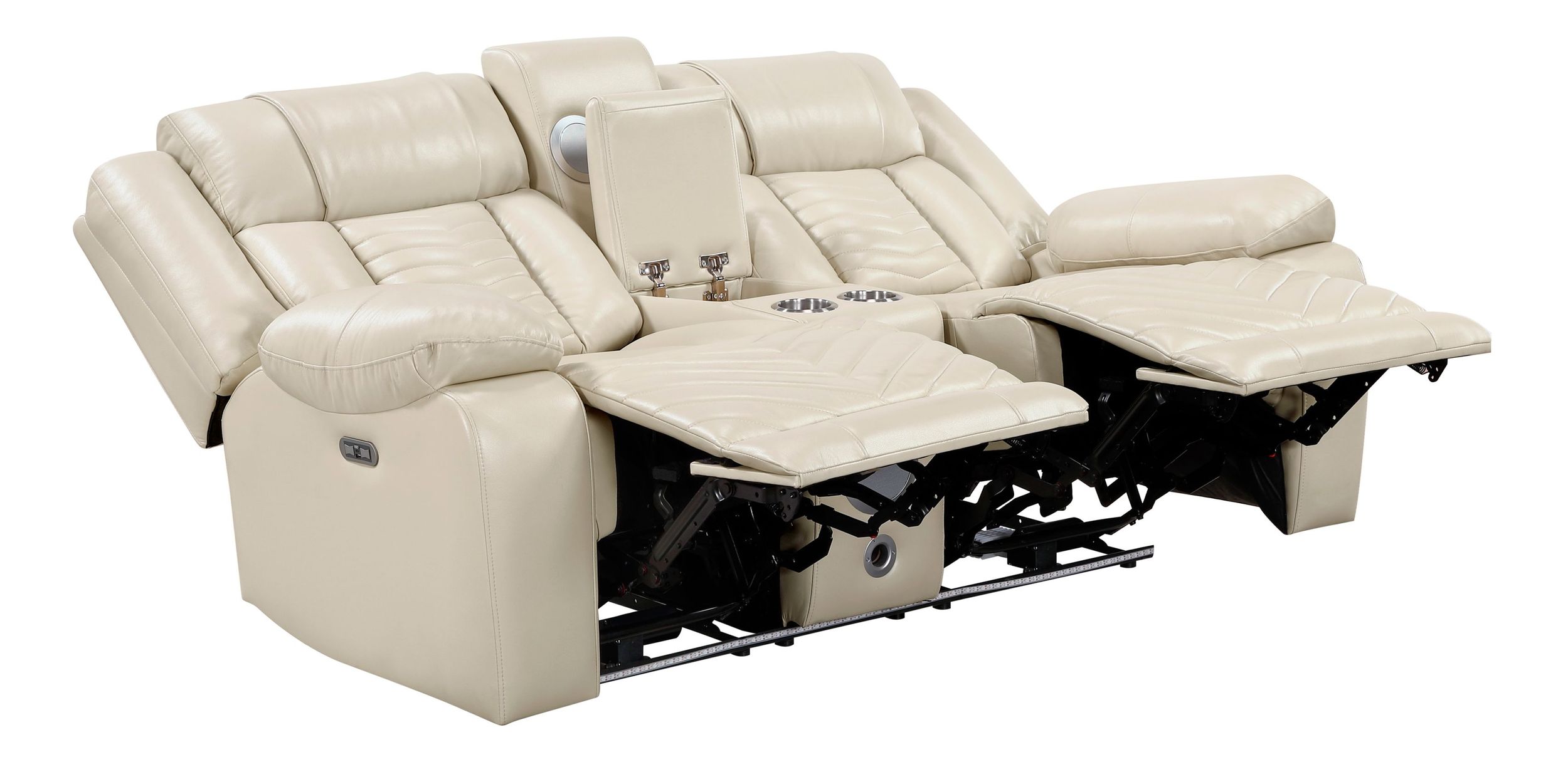 Huron Faux Leather Power Double Reclining Loveseat with LED Lighting