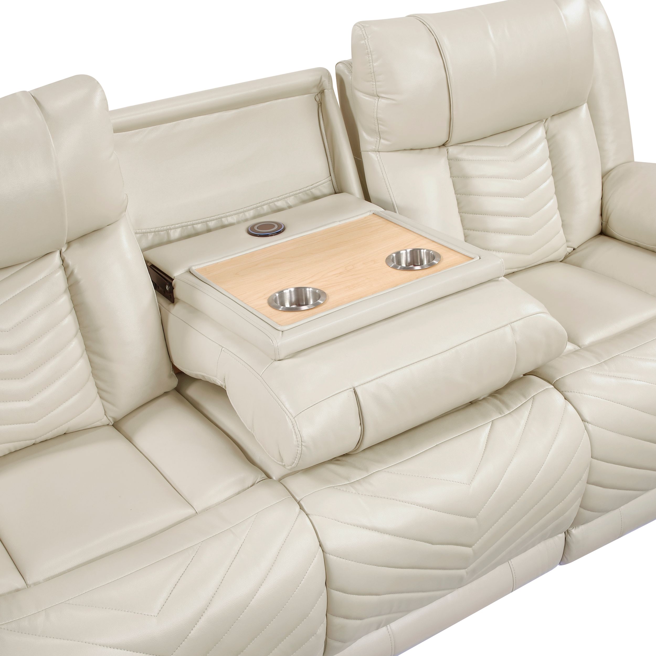 Huron Faux Leather Power Double Reclining Sofa with LED Lighting
