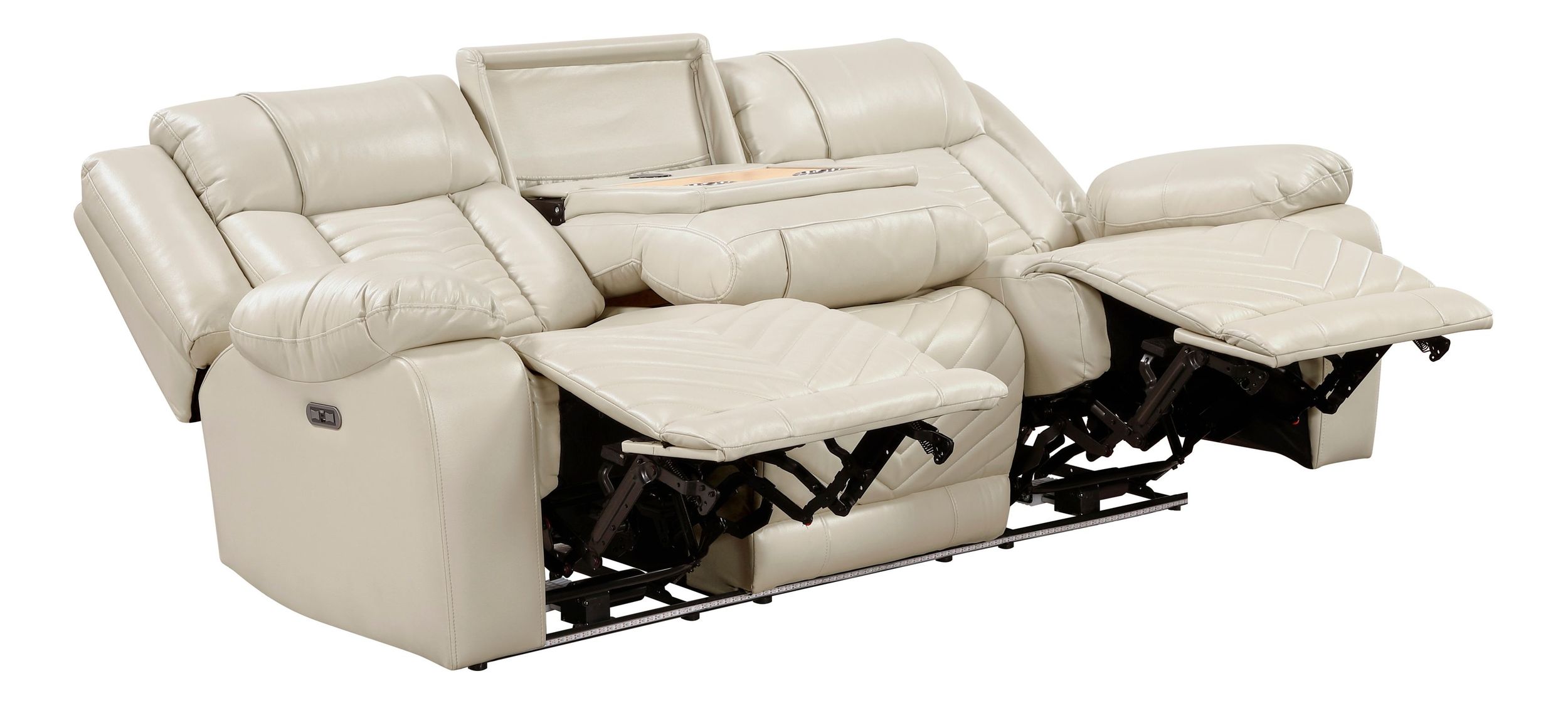 Huron Faux Leather Power Double Reclining Sofa with LED Lighting