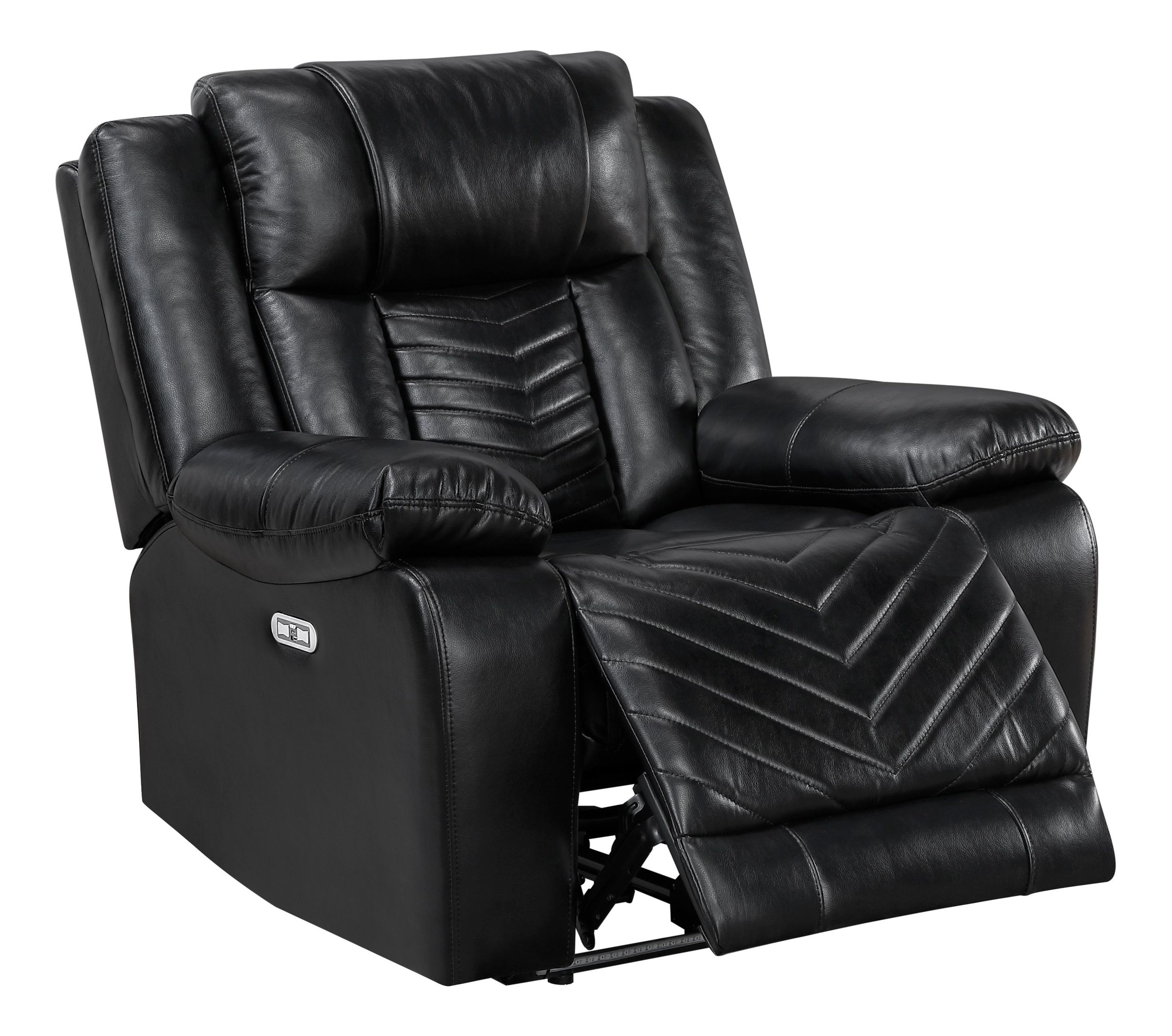Huron Faux Leather Power Double Reclining Living Room Set with LED Lighting