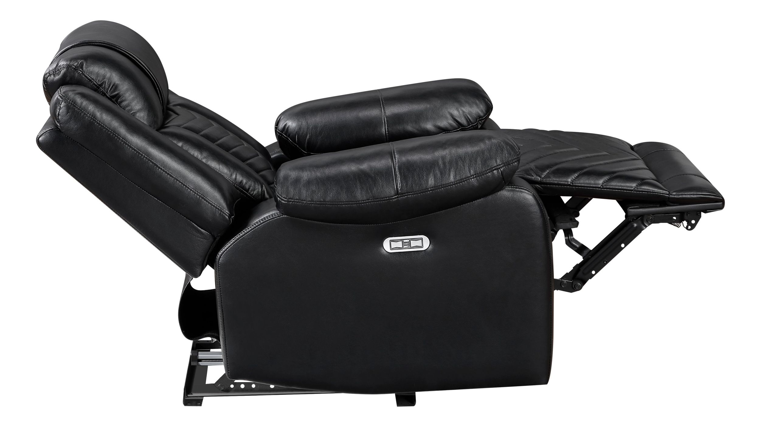Huron Faux Leather Power Double Reclining Living Room Set with LED Lighting
