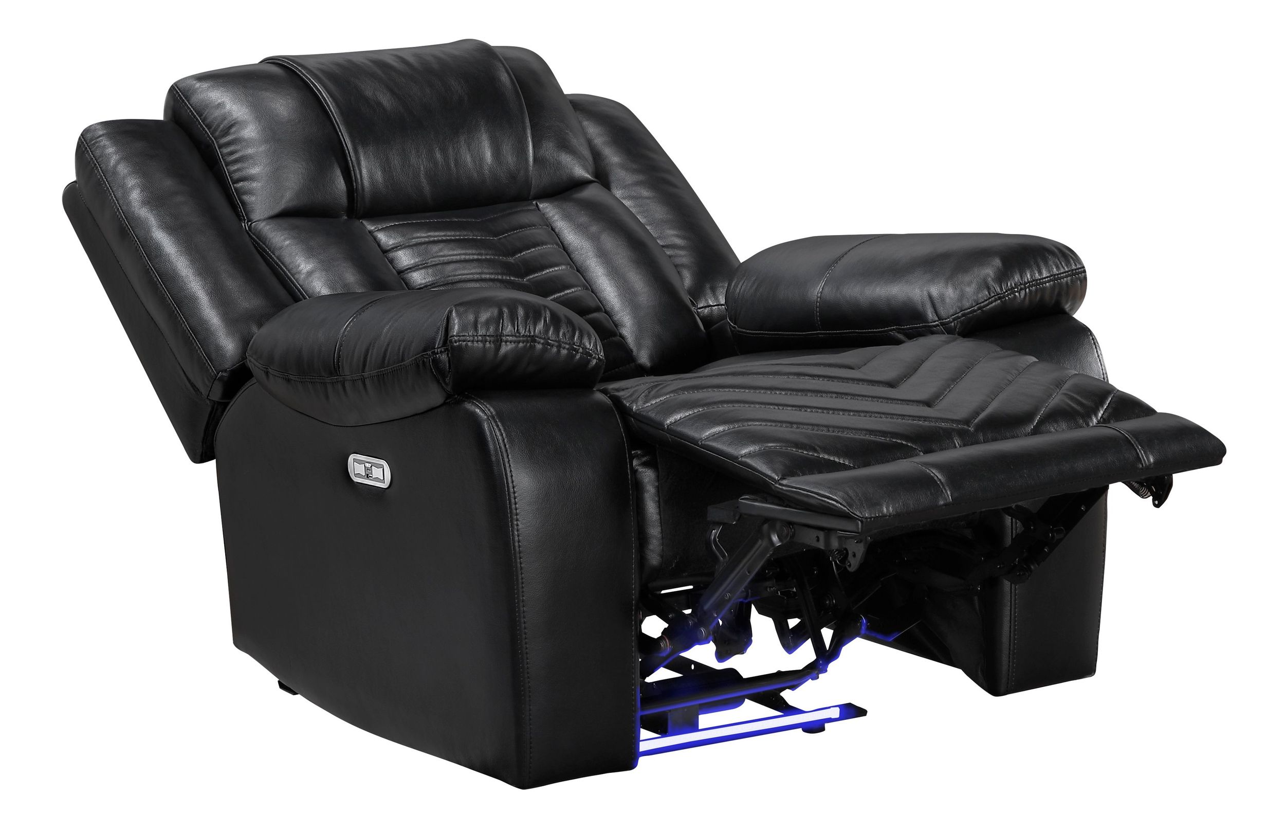 Huron Faux Leather Power Double Reclining Living Room Set with LED Lighting