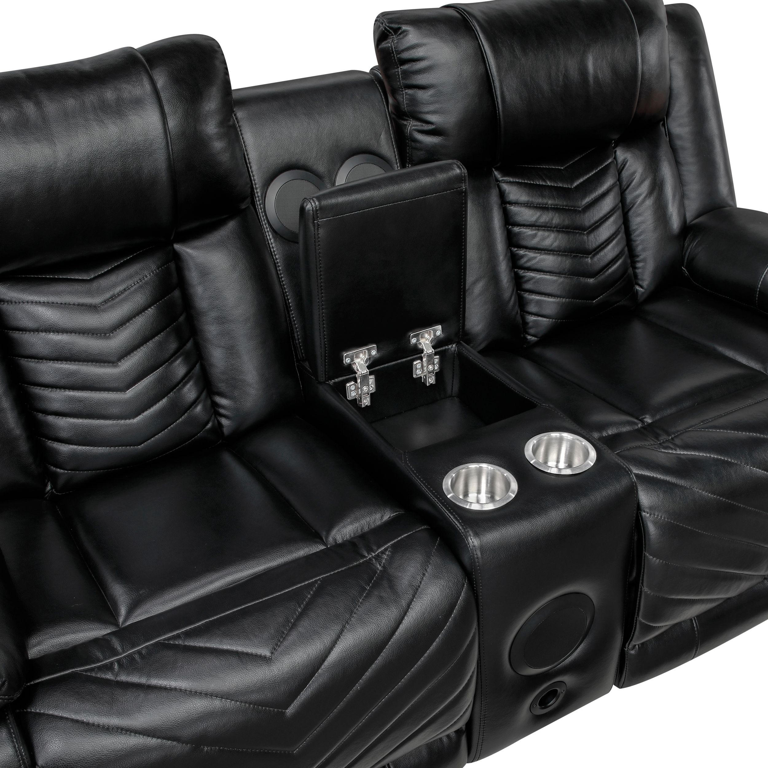 Huron Faux Leather Power Double Reclining Loveseat with LED Lighting