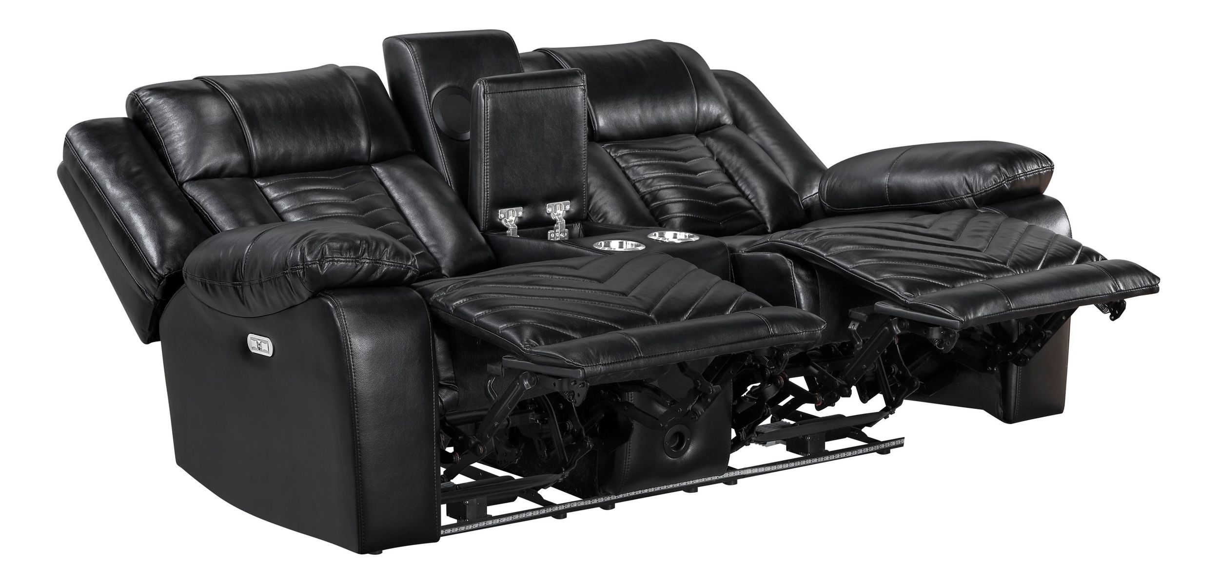 Huron Faux Leather Power Double Reclining Loveseat with LED Lighting