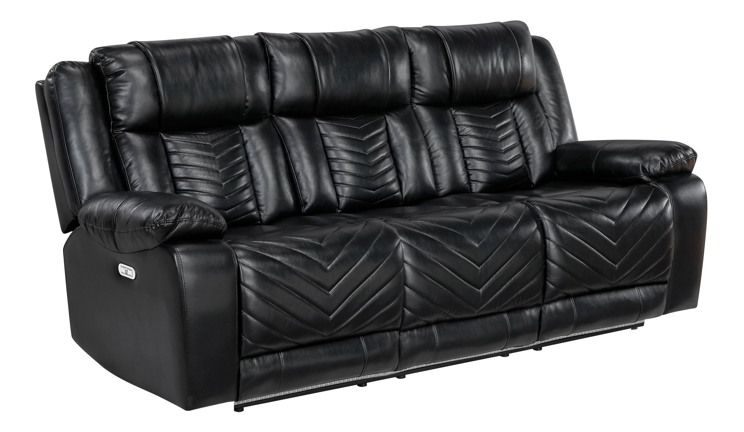 Huron Faux Leather Power Double Reclining Sofa with LED Lighting