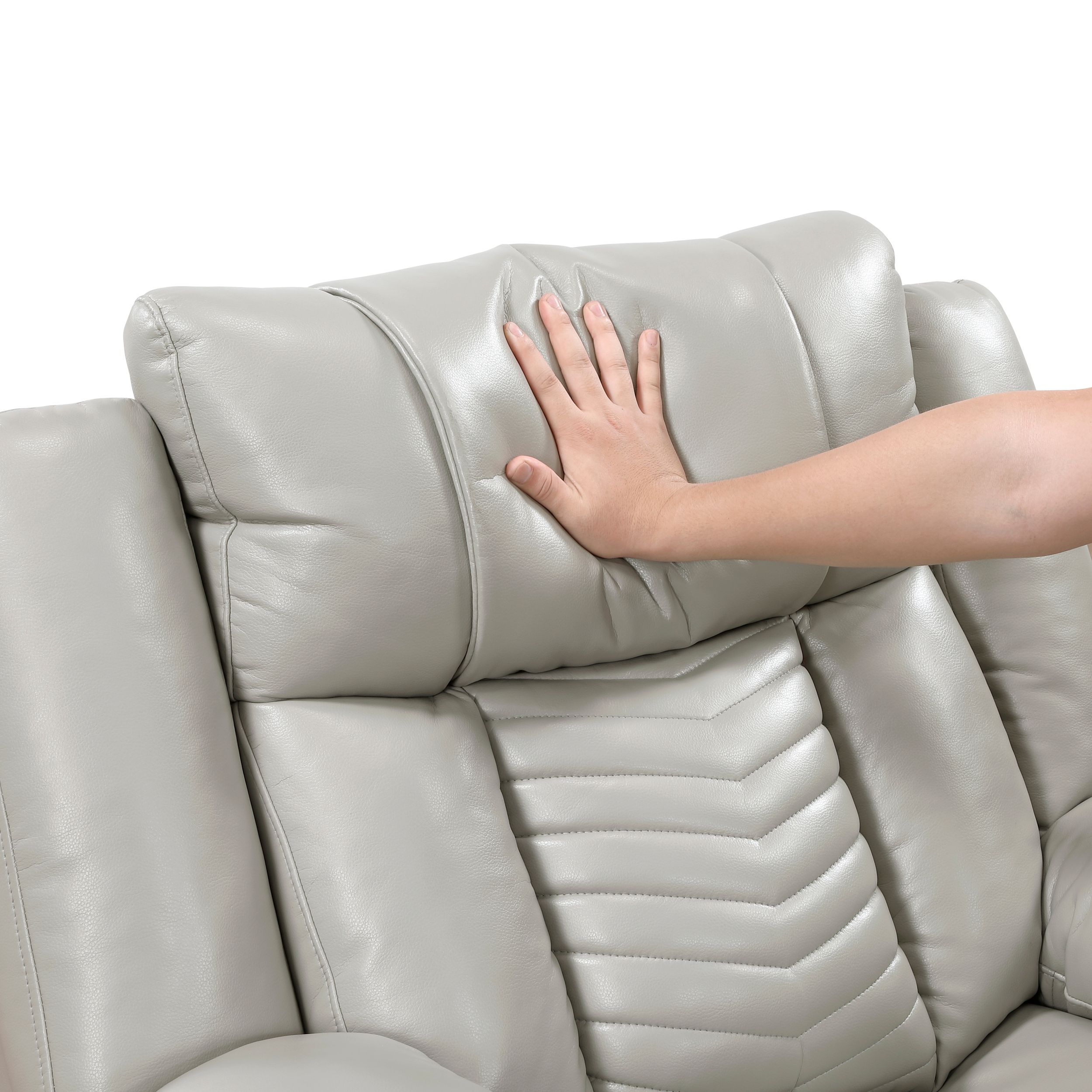 Huron Faux Leather Power Double Reclining Loveseat with LED Lighting