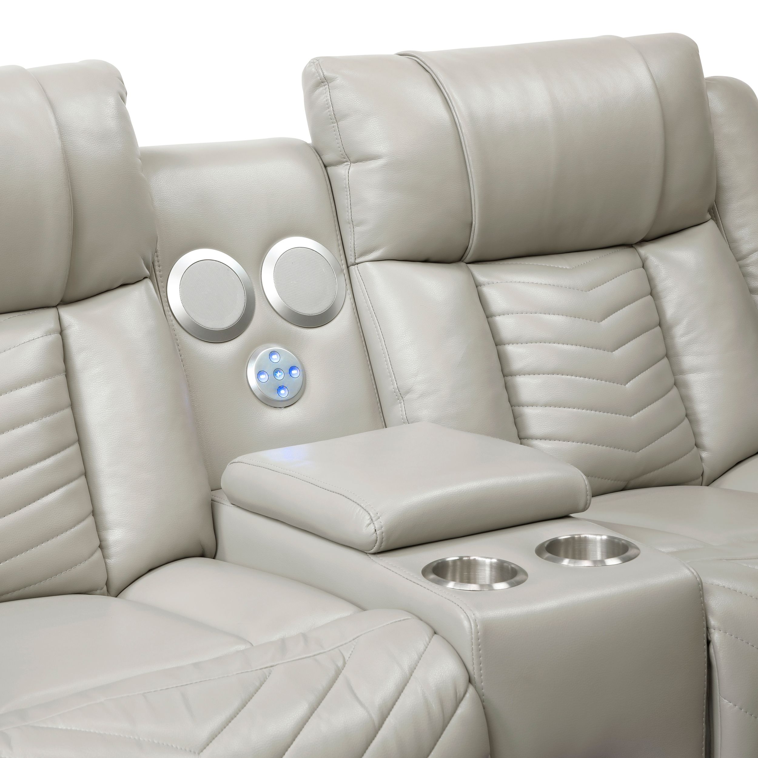 Huron Faux Leather Power Double Reclining Loveseat with LED Lighting