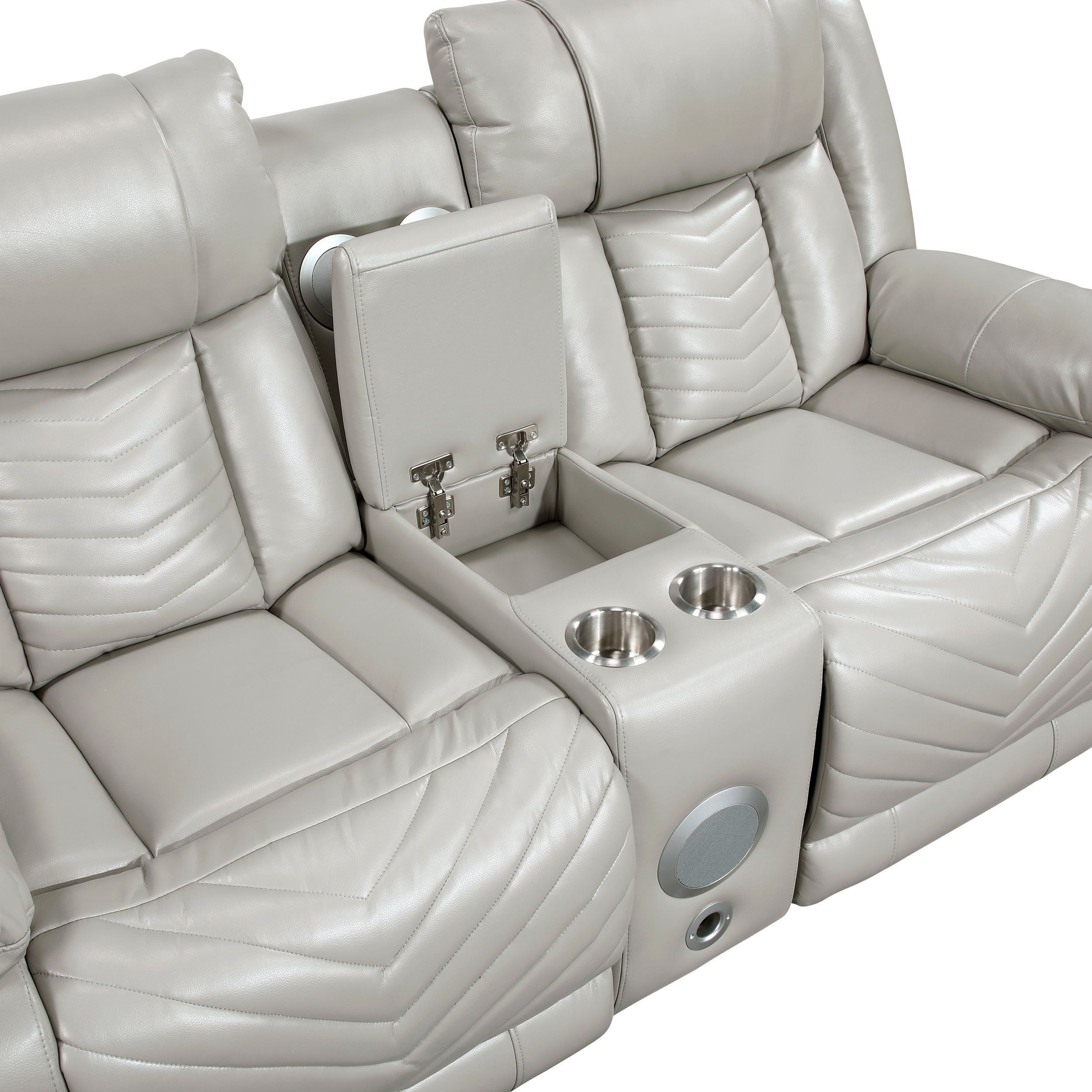 Huron Faux Leather Power Double Reclining Loveseat with LED Lighting