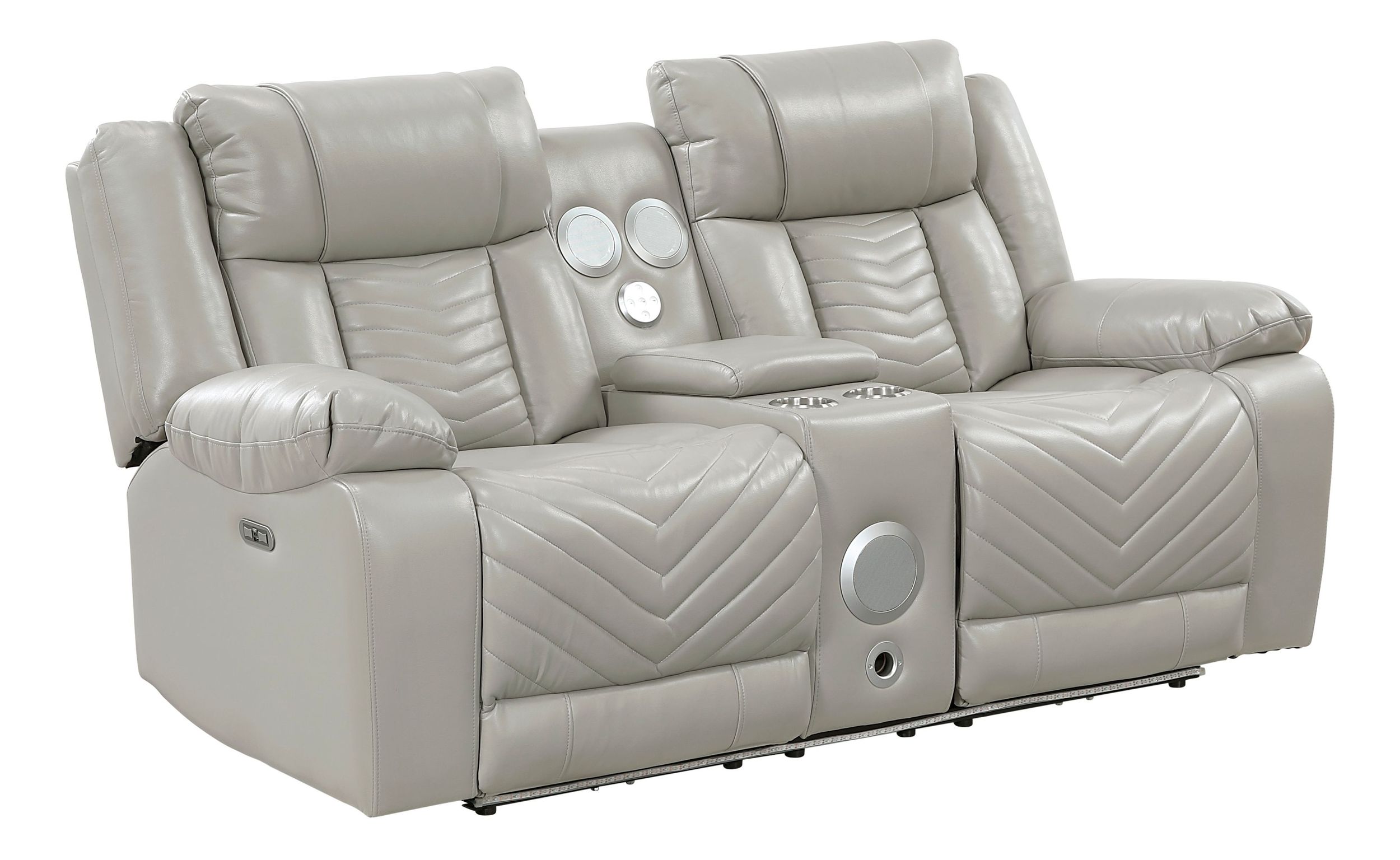 Huron Faux Leather Power Double Reclining Loveseat with LED Lighting