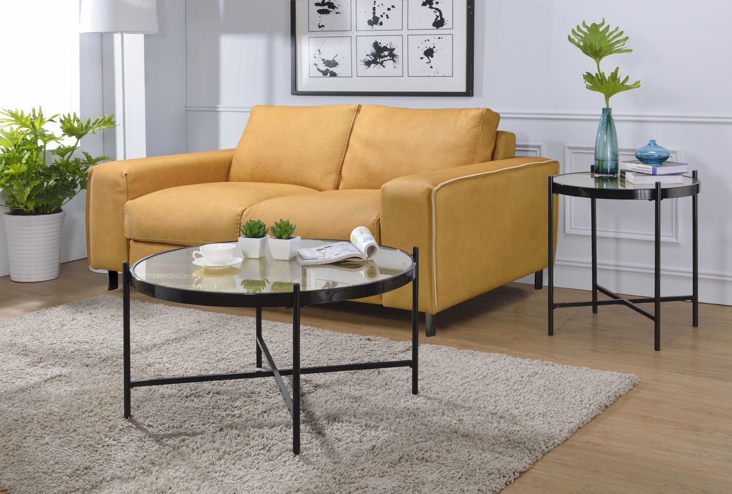 Bage II Glass/Metal Round Coffee Table