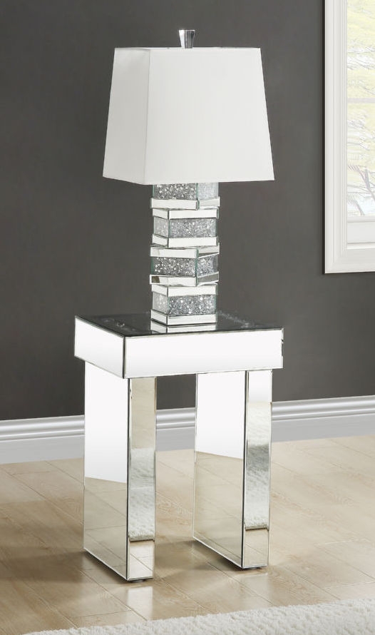 Noralie 84702 Mirrored/Faux Diamonds End Table