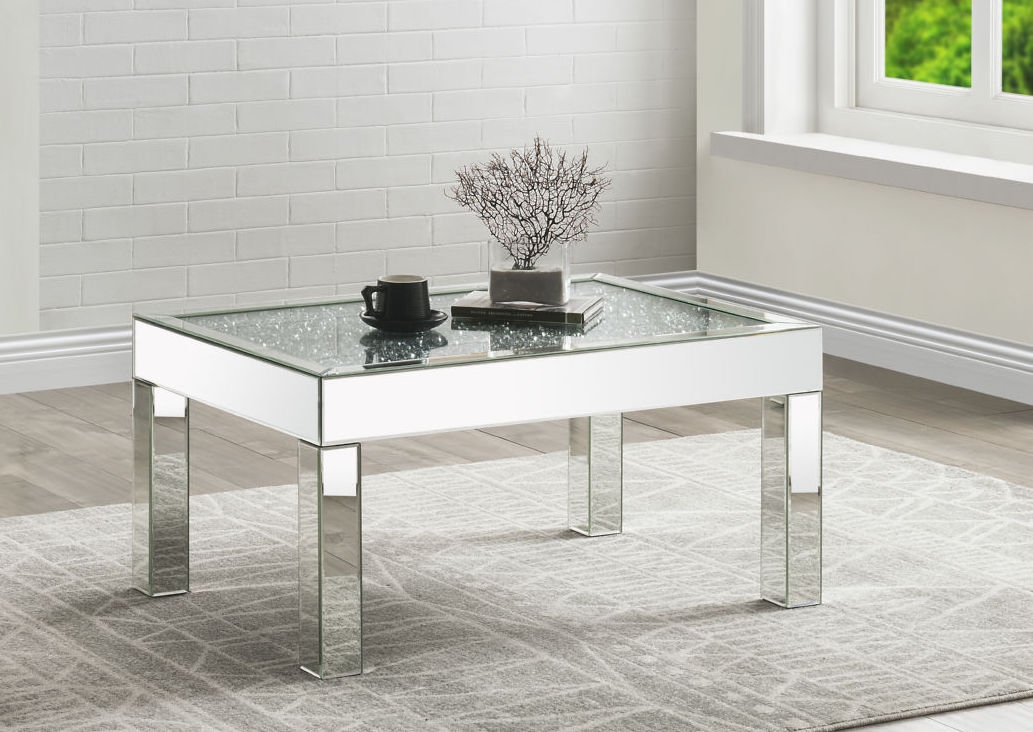 Noralie 84705 Mirrored/Faux Diamonds Coffee Table