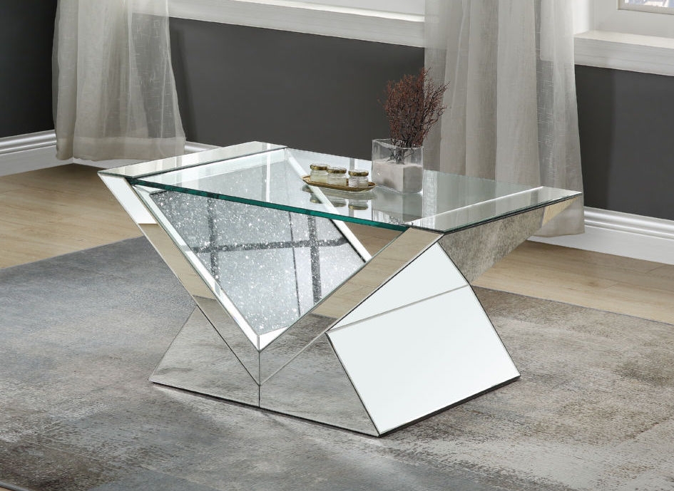 Noralie 84725 Mirrored/Faux Diamonds Coffee Table