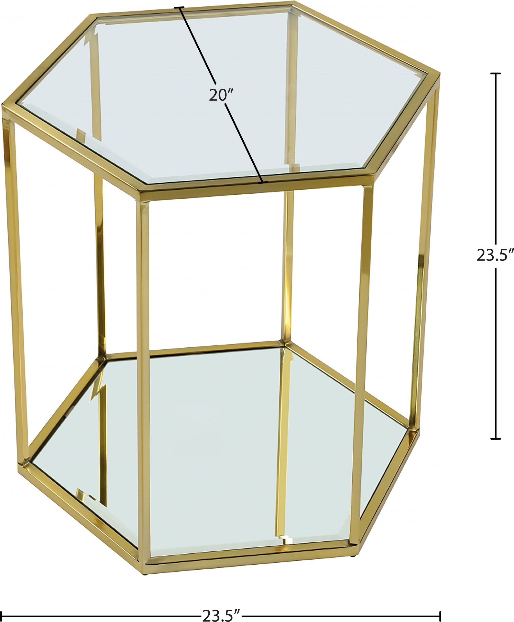 Sei 20" Glass End Table with Brushed Gold Base
