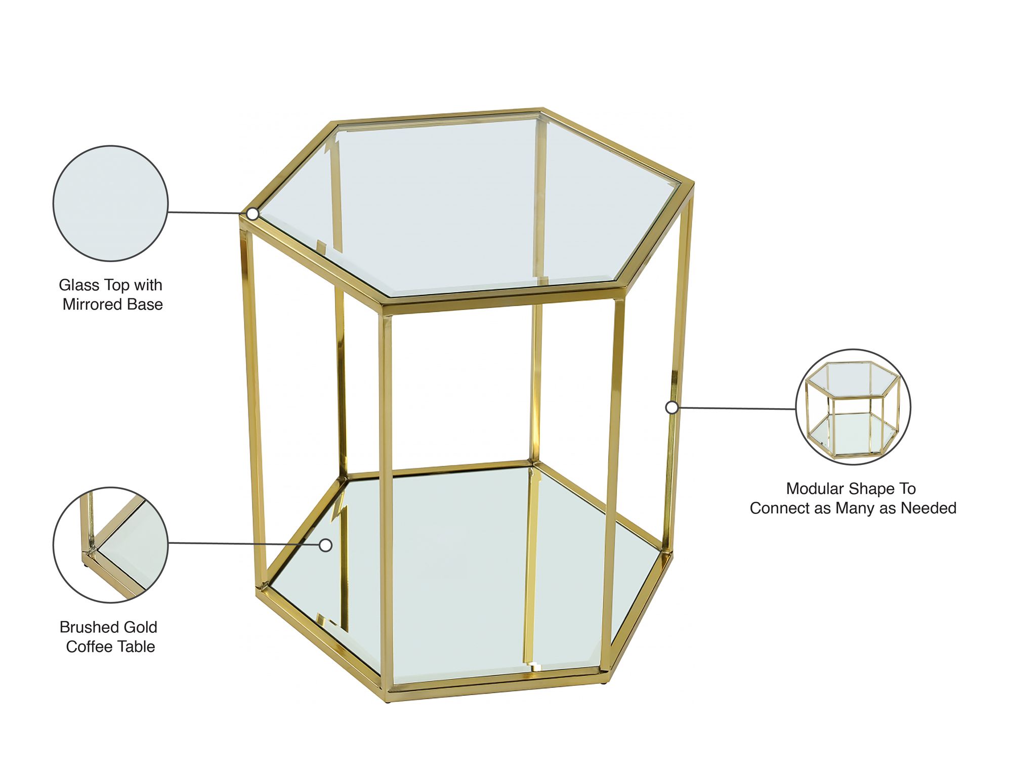 Sei 20" Glass End Table with Brushed Gold Base