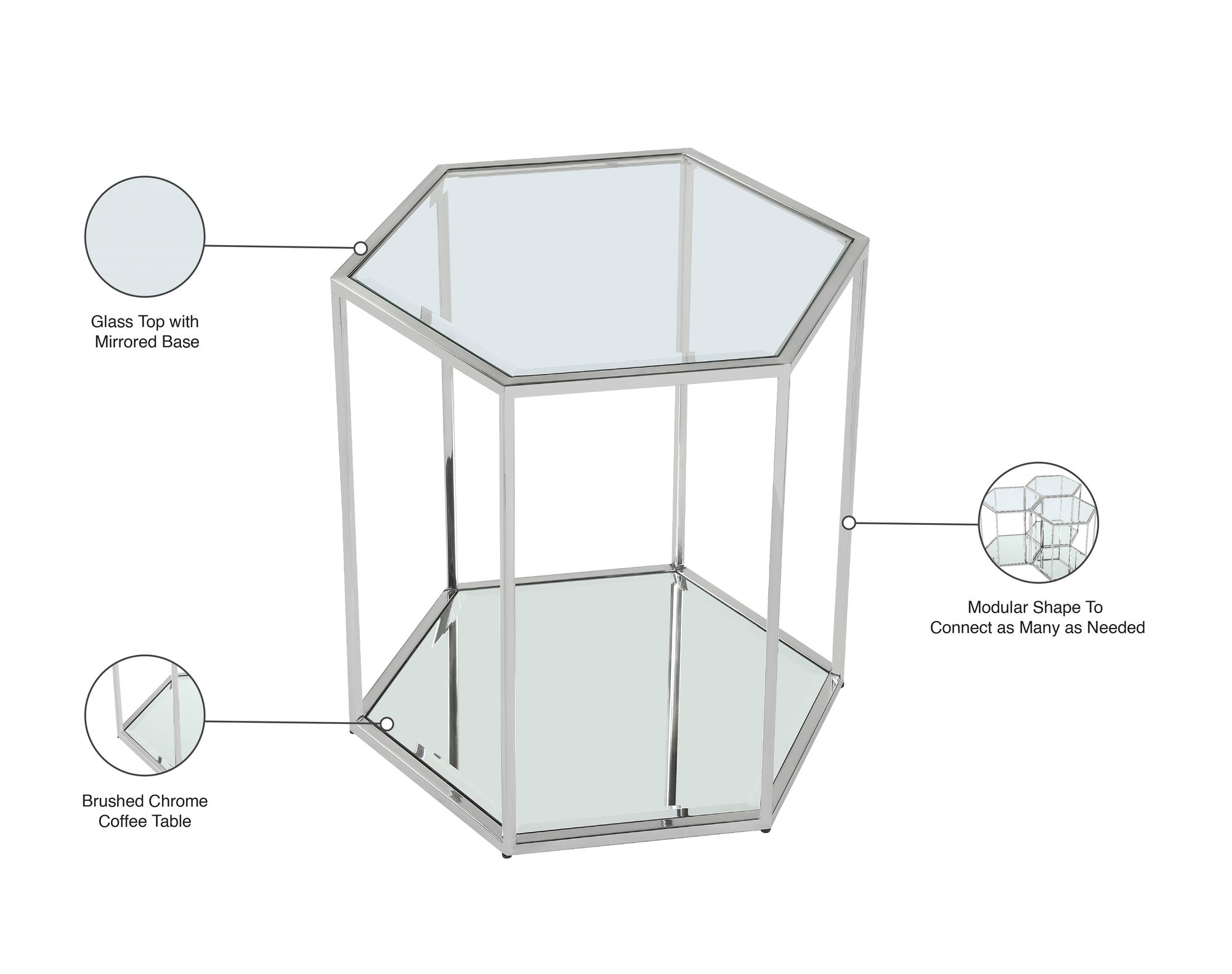 Sei 20" Glass End Table with Chrome Base