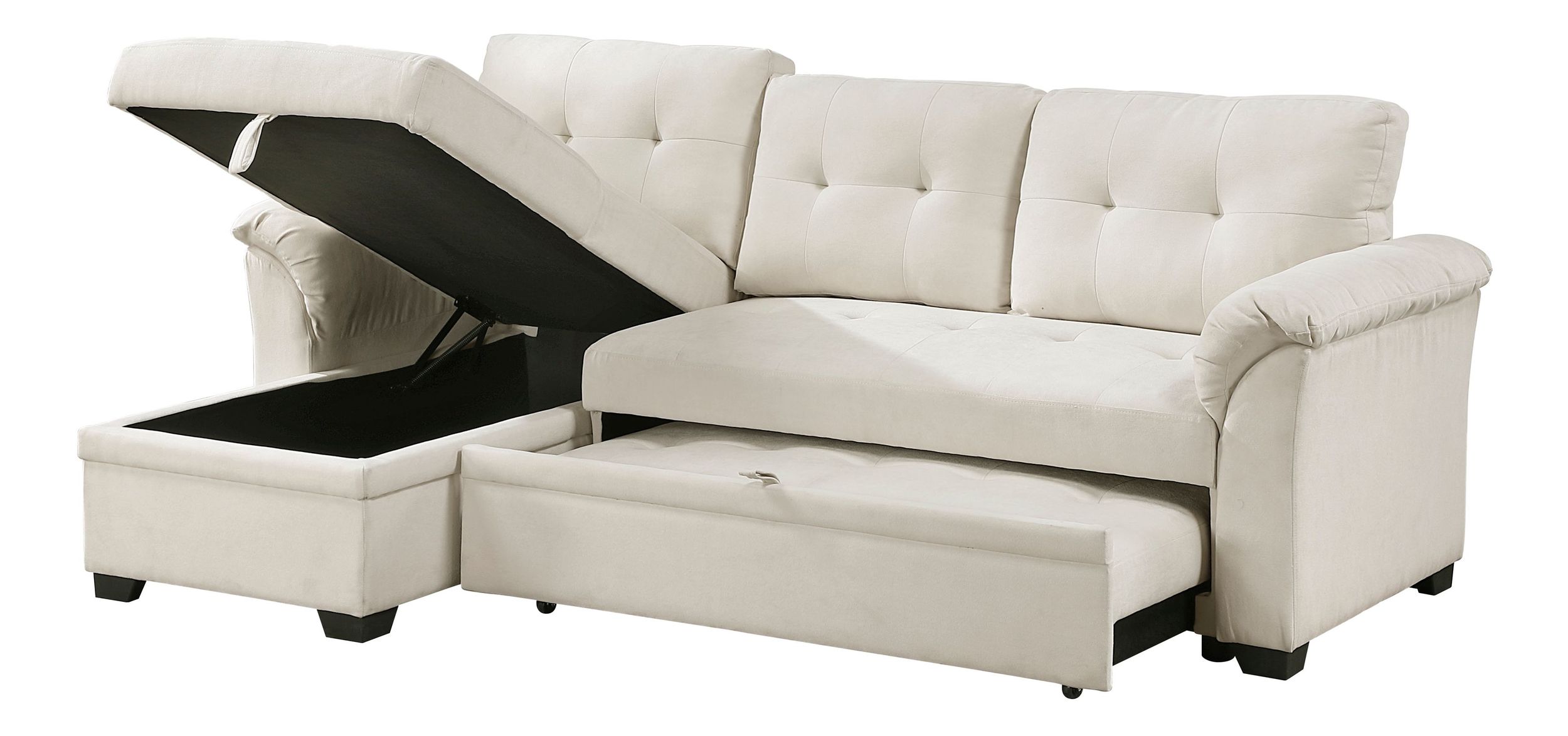 Elara Polyester 2‑Piece Reversible Sectional with Pull‑out Bed, Reversible Chaise & Hidden Storage