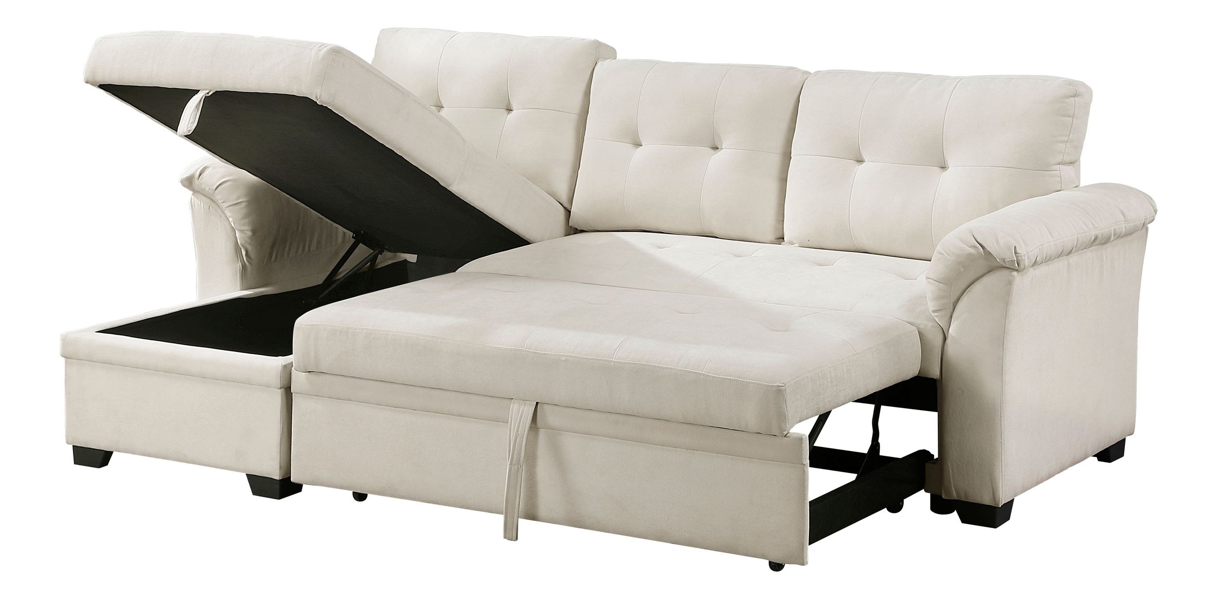 Elara Polyester 2‑Piece Reversible Sectional with Pull‑out Bed, Reversible Chaise & Hidden Storage