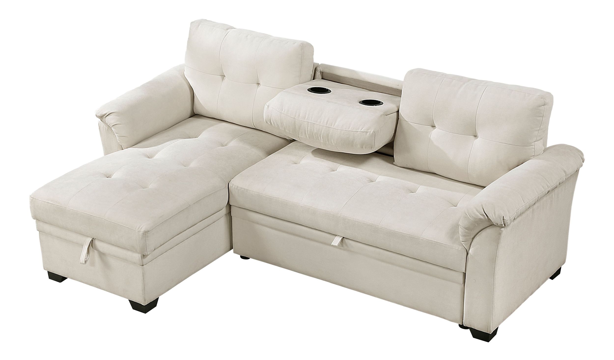 Elara Polyester 2‑Piece Reversible Sectional with Pull‑out Bed, Reversible Chaise & Hidden Storage