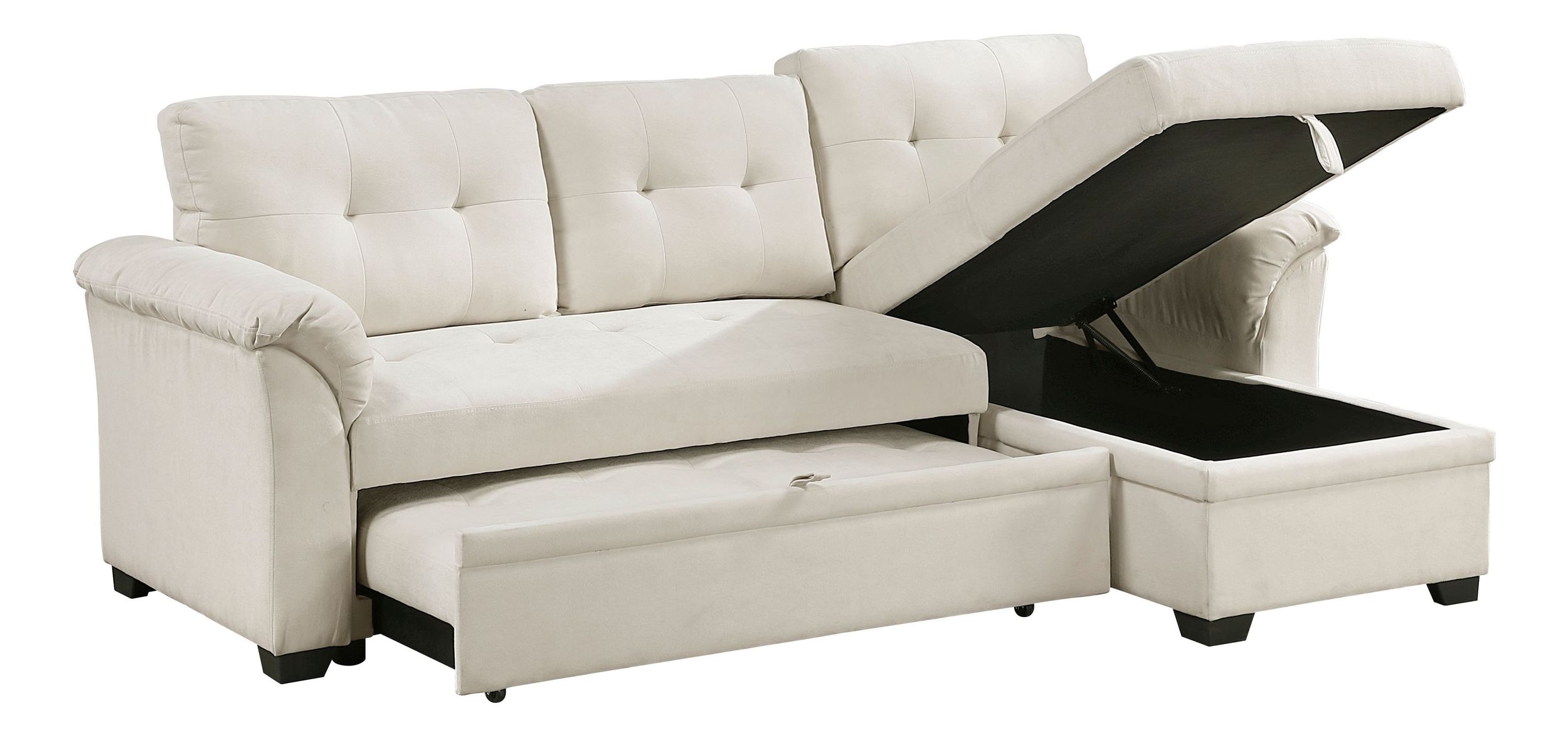 Elara Polyester 2‑Piece Reversible Sectional with Pull‑out Bed, Reversible Chaise & Hidden Storage
