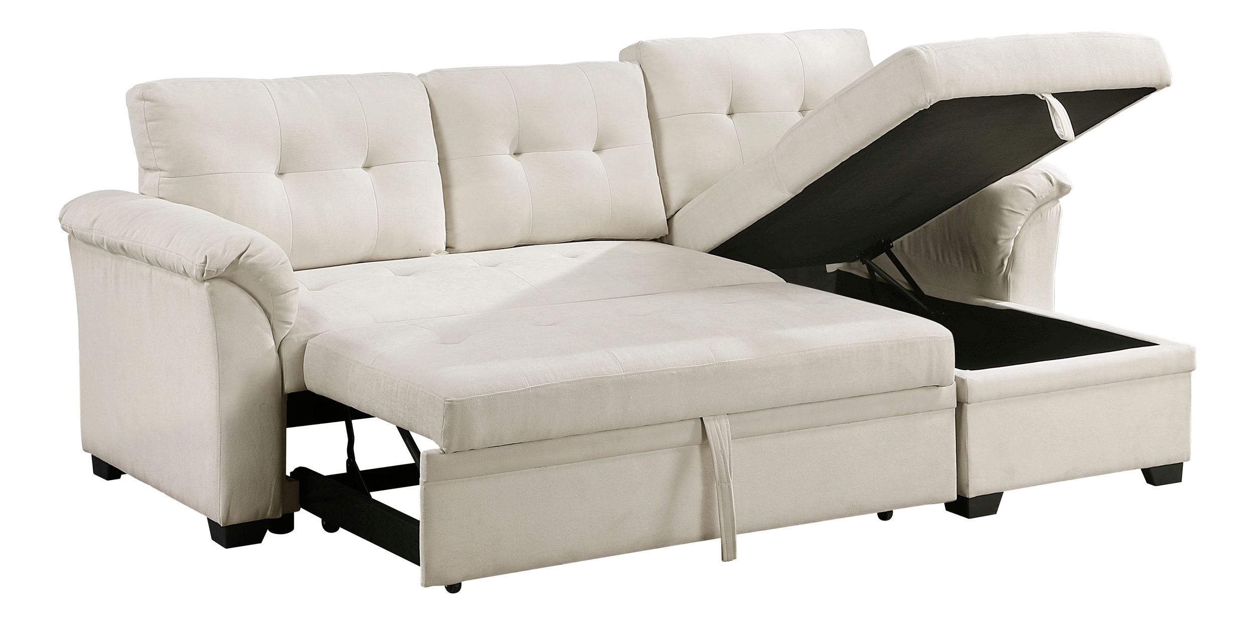Elara Polyester 2‑Piece Reversible Sectional with Pull‑out Bed, Reversible Chaise & Hidden Storage