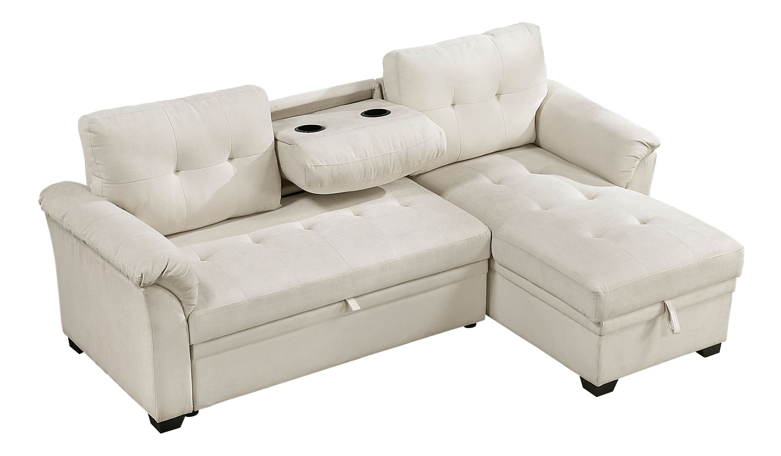 Elara Polyester 2‑Piece Reversible Sectional with Pull‑out Bed, Reversible Chaise & Hidden Storage