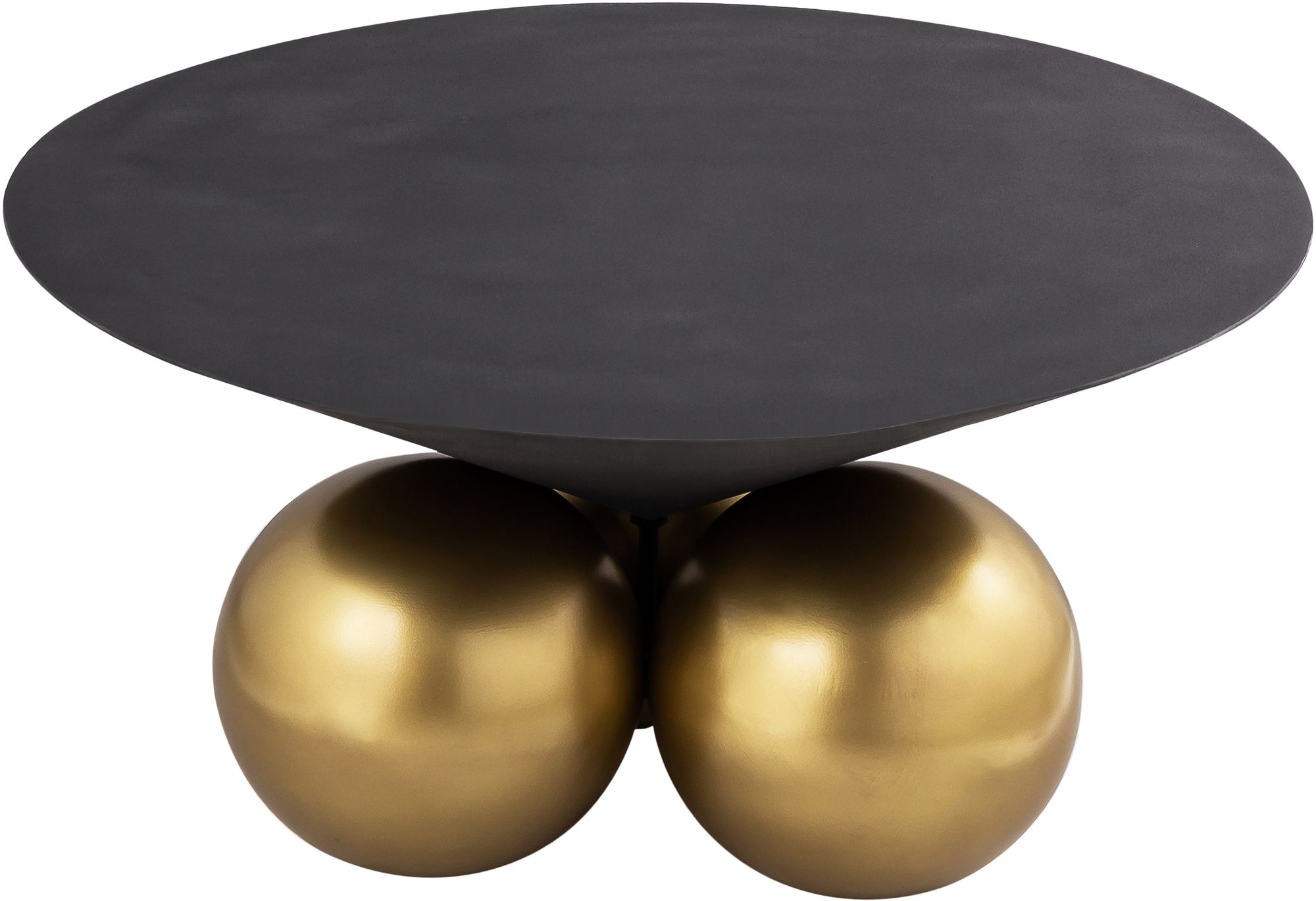 Naples 30" Round Cement Coffee Table with Brushed Brass Base