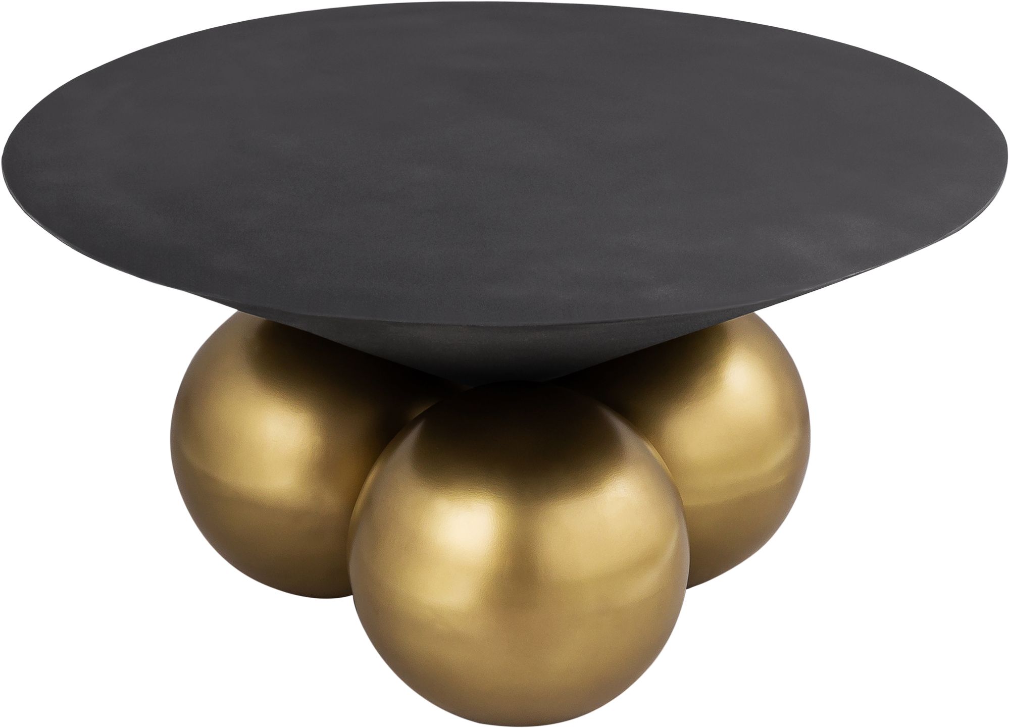 Naples 30" Round Cement Coffee Table with Brushed Brass Base