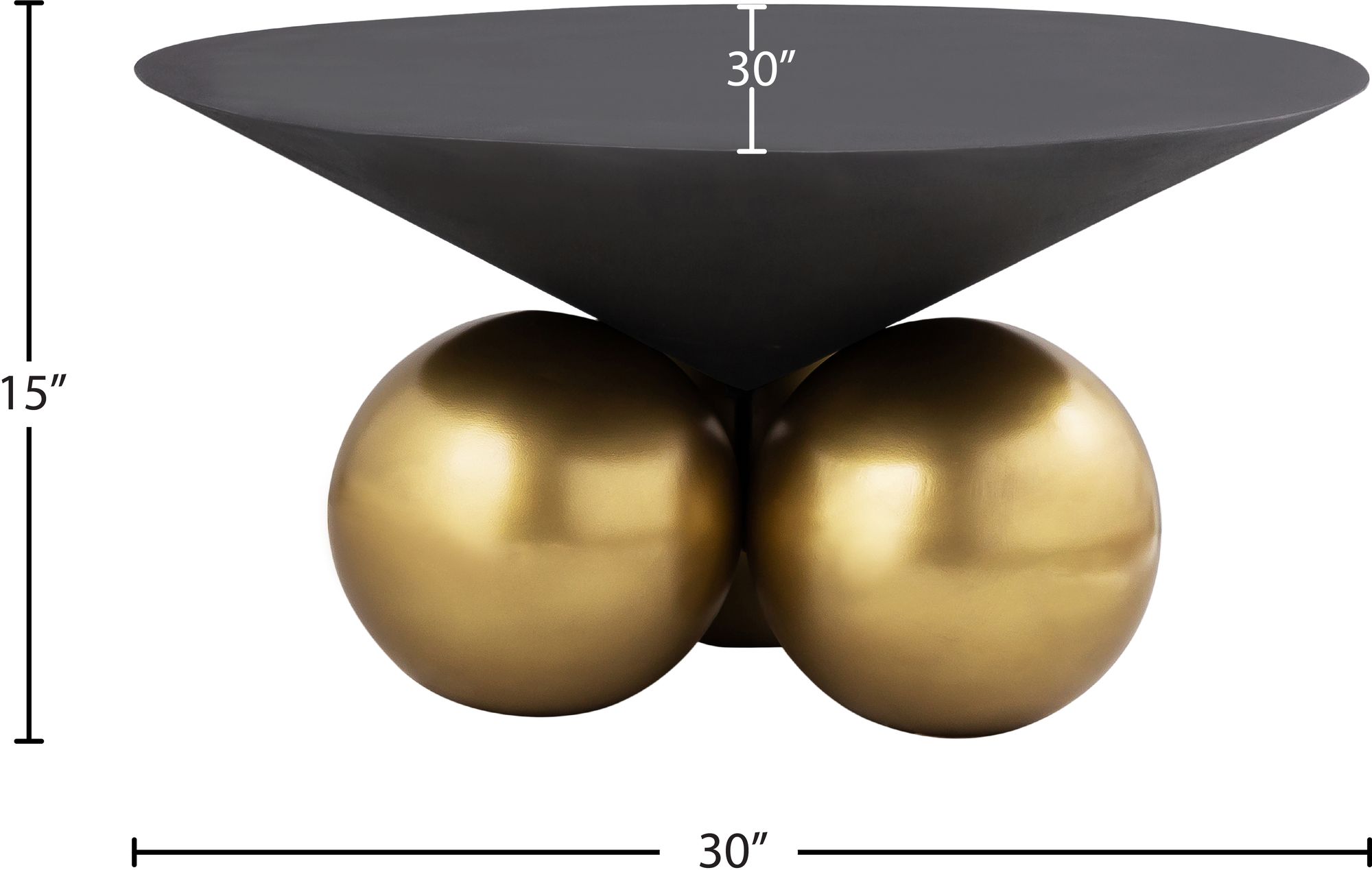 Naples 30" Round Cement Coffee Table with Brushed Brass Base
