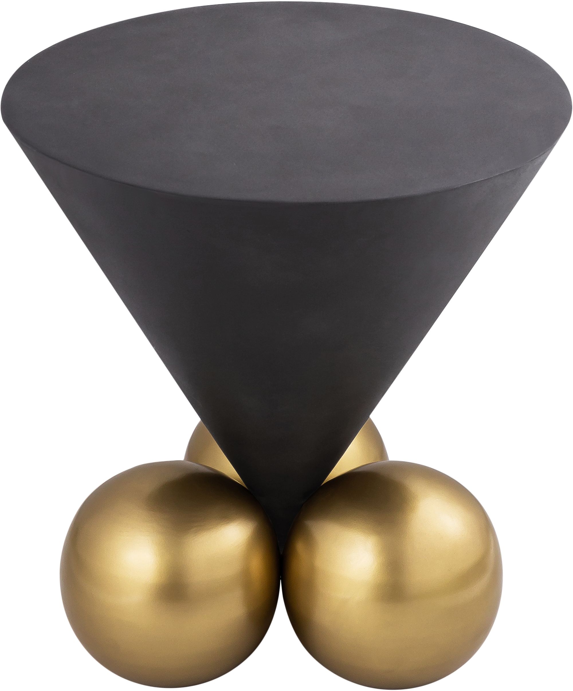 Naples 20" Round Cement End Table with Brushed Brass Base
