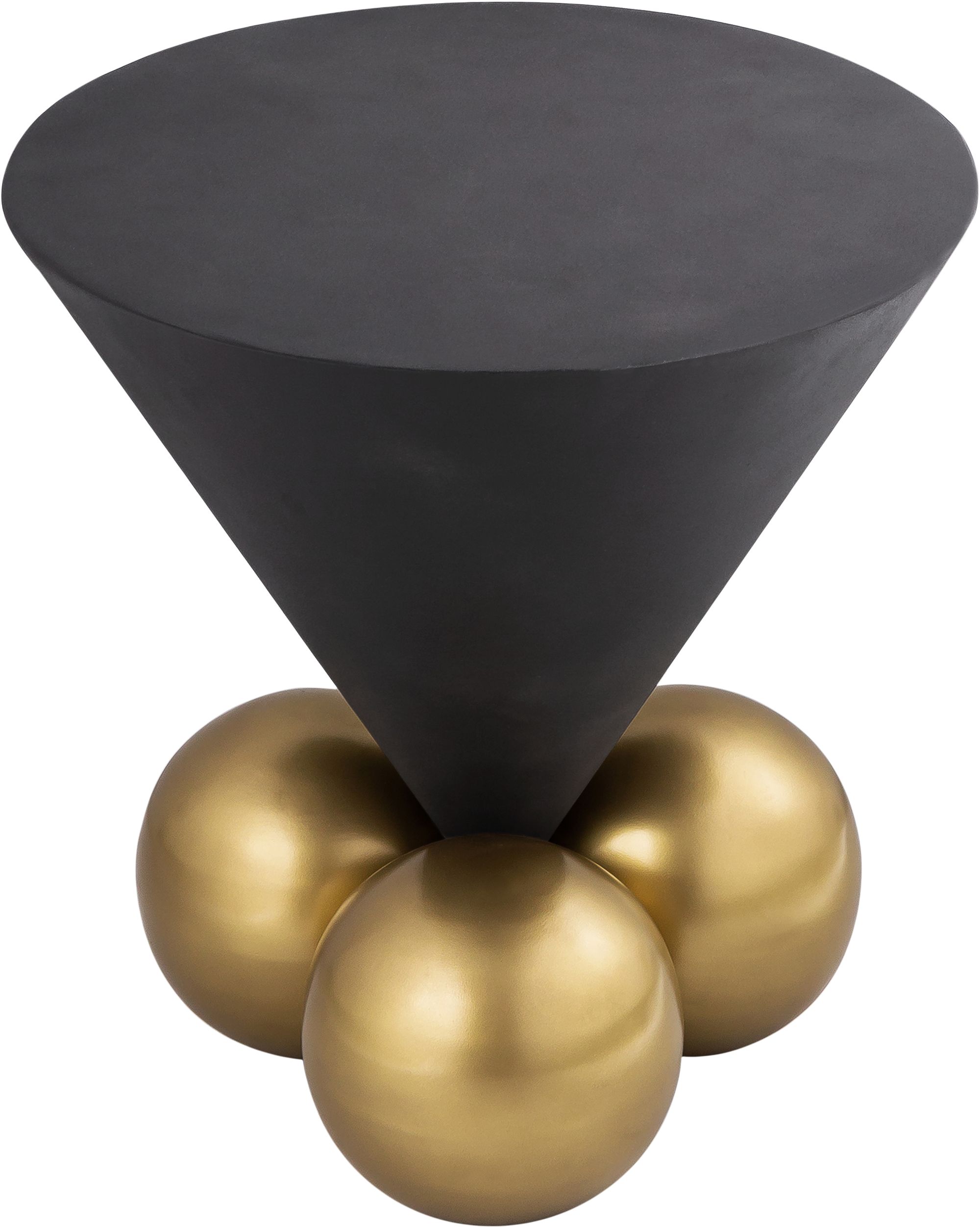 Naples 20" Round Cement End Table with Brushed Brass Base