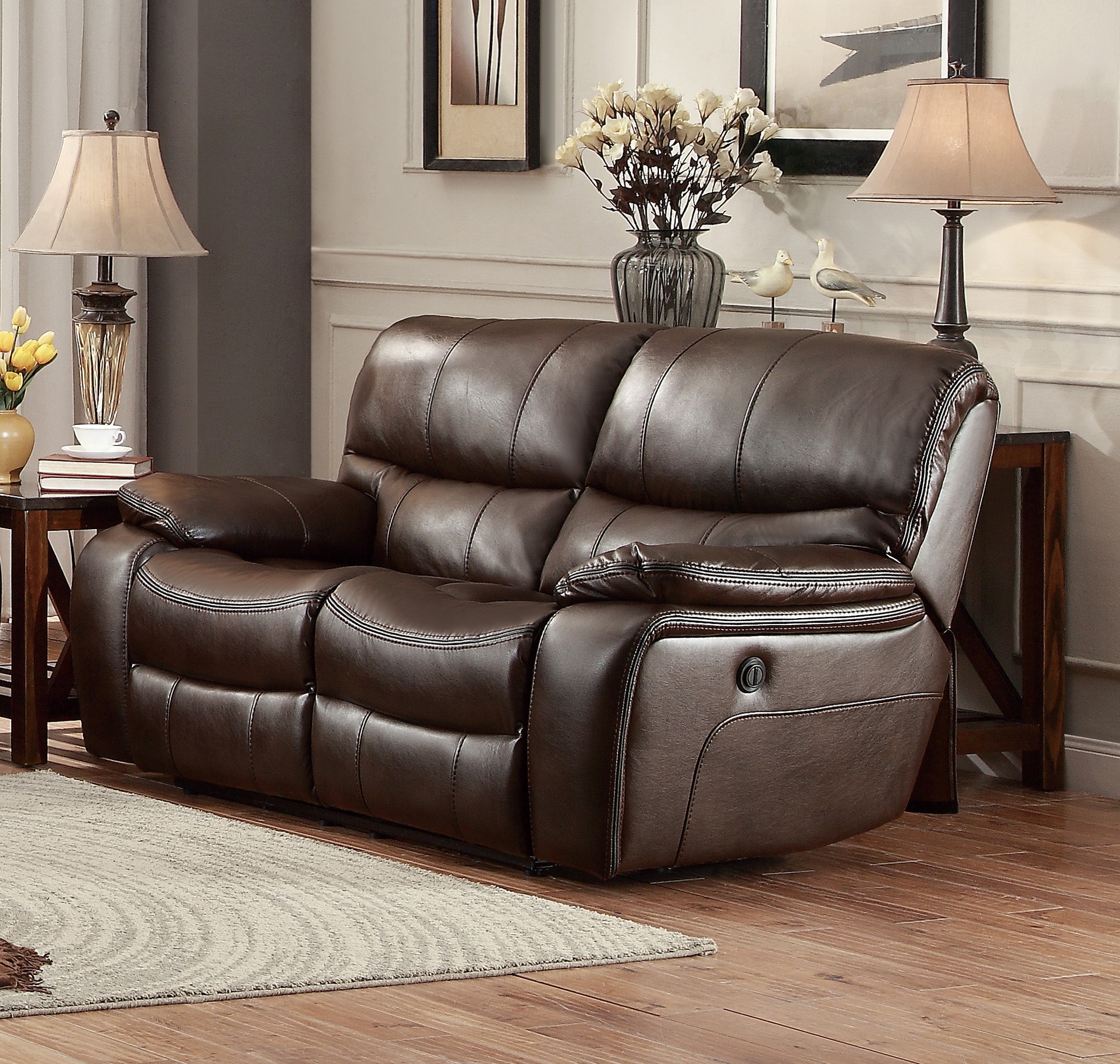 Pecos Leatherette Power Loveseat
