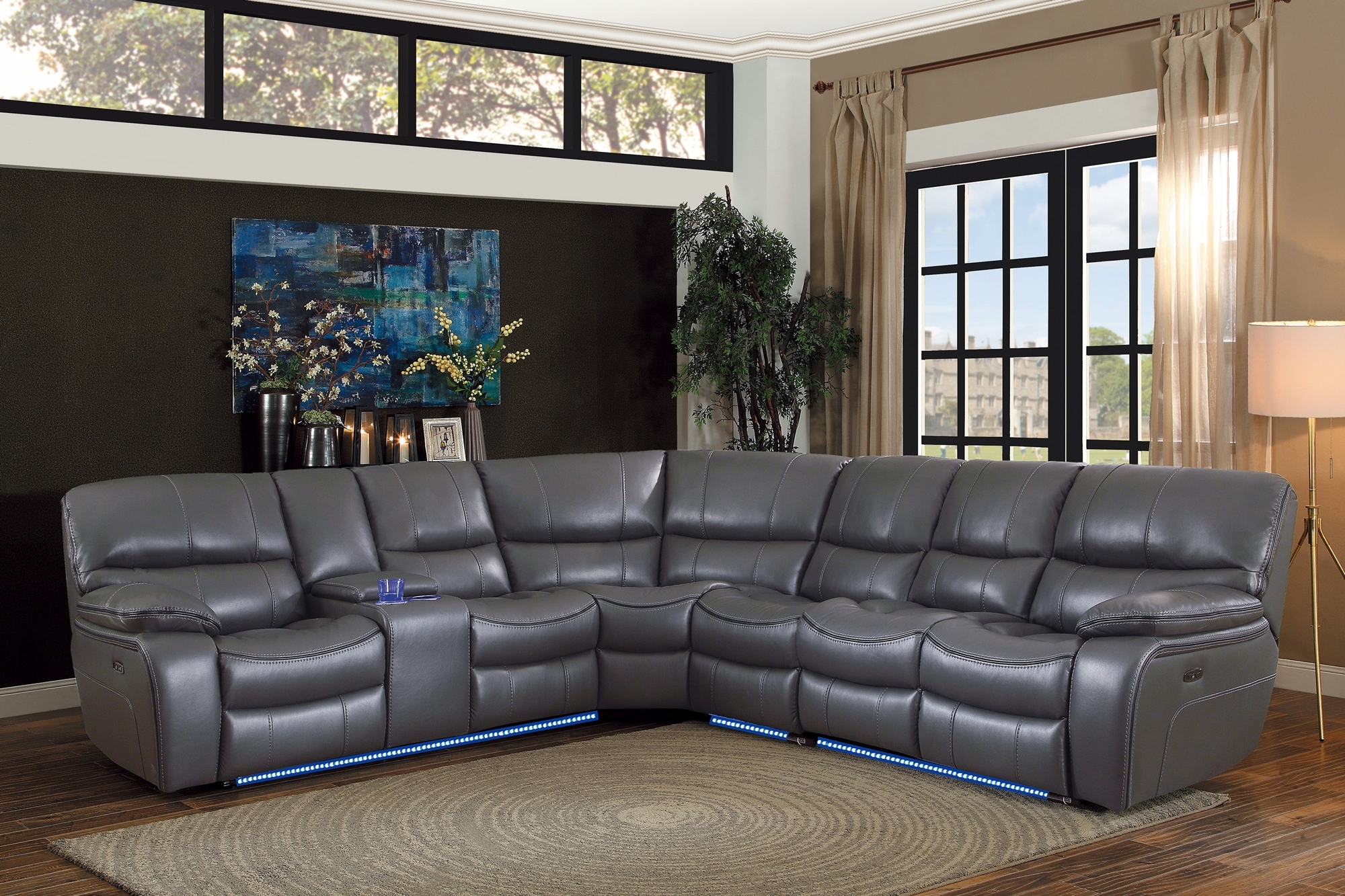 Pecos Leatherette Sectional Sofa