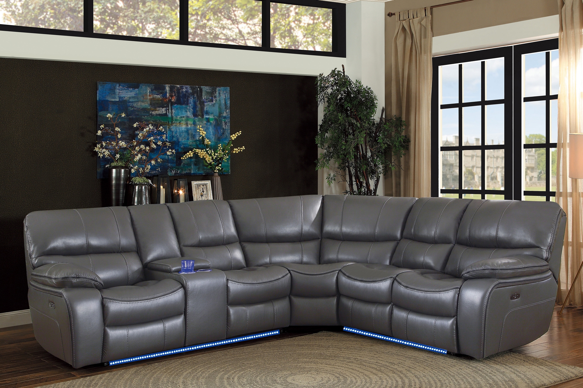 Pecos Leatherette Sectional Sofa
