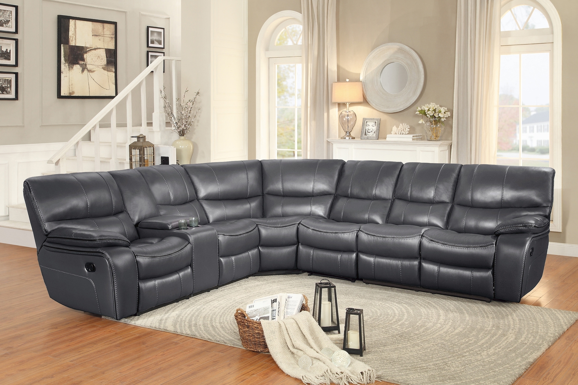 Pecos Leatherette Sectional Sofa