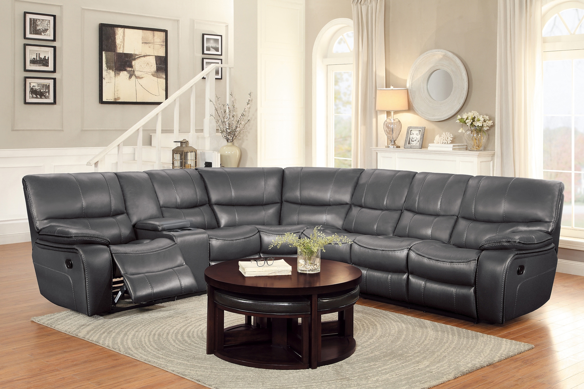 Pecos Leatherette Sectional Sofa
