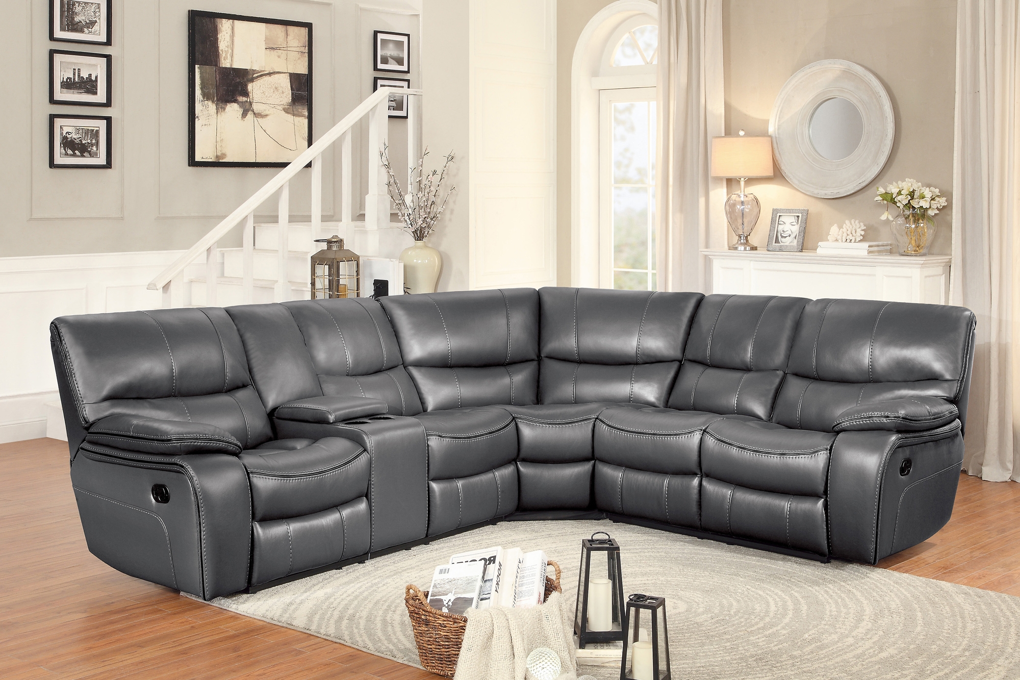 Pecos Leatherette Sectional Sofa