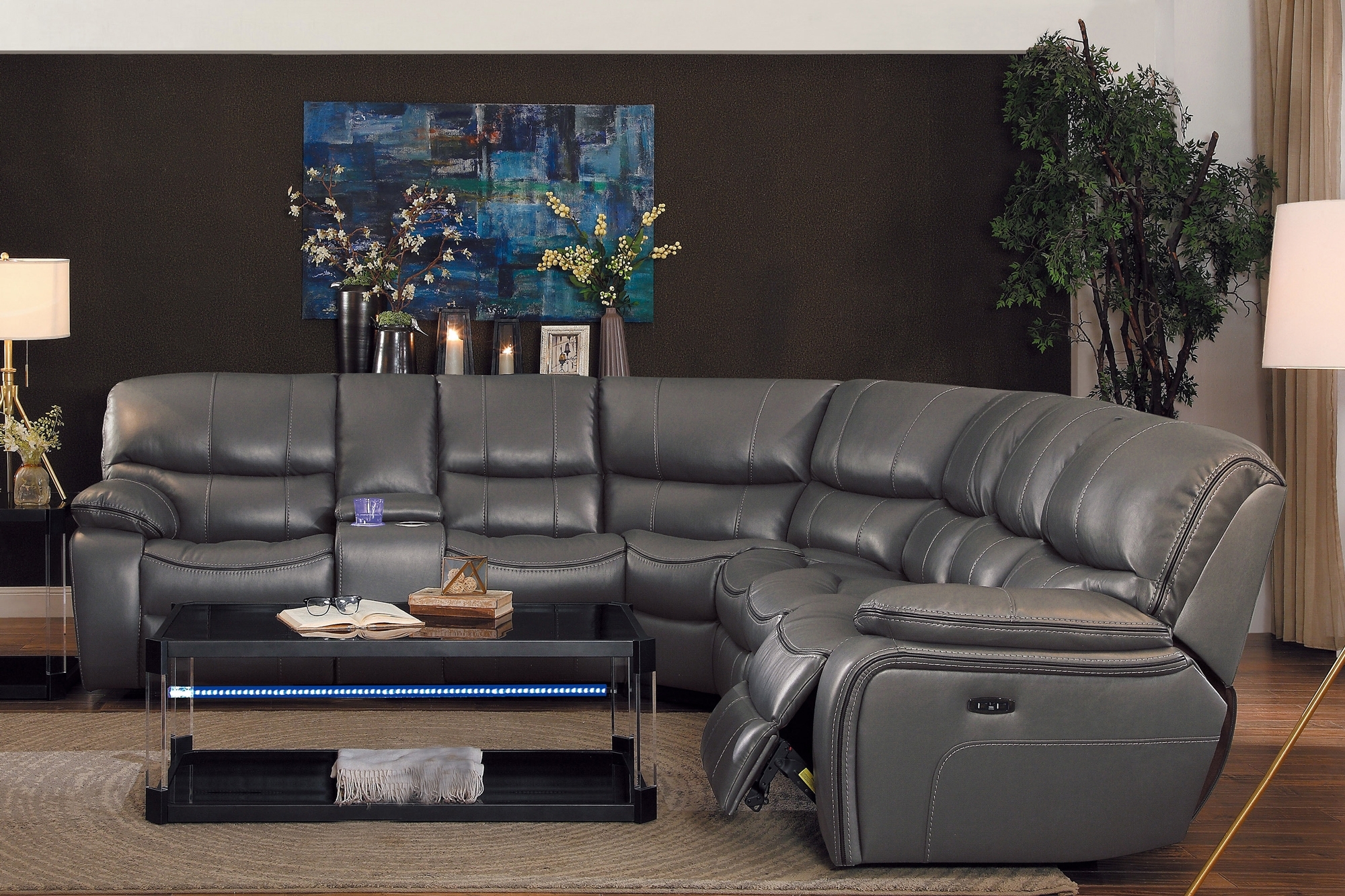 Pecos Leatherette Sectional Sofa