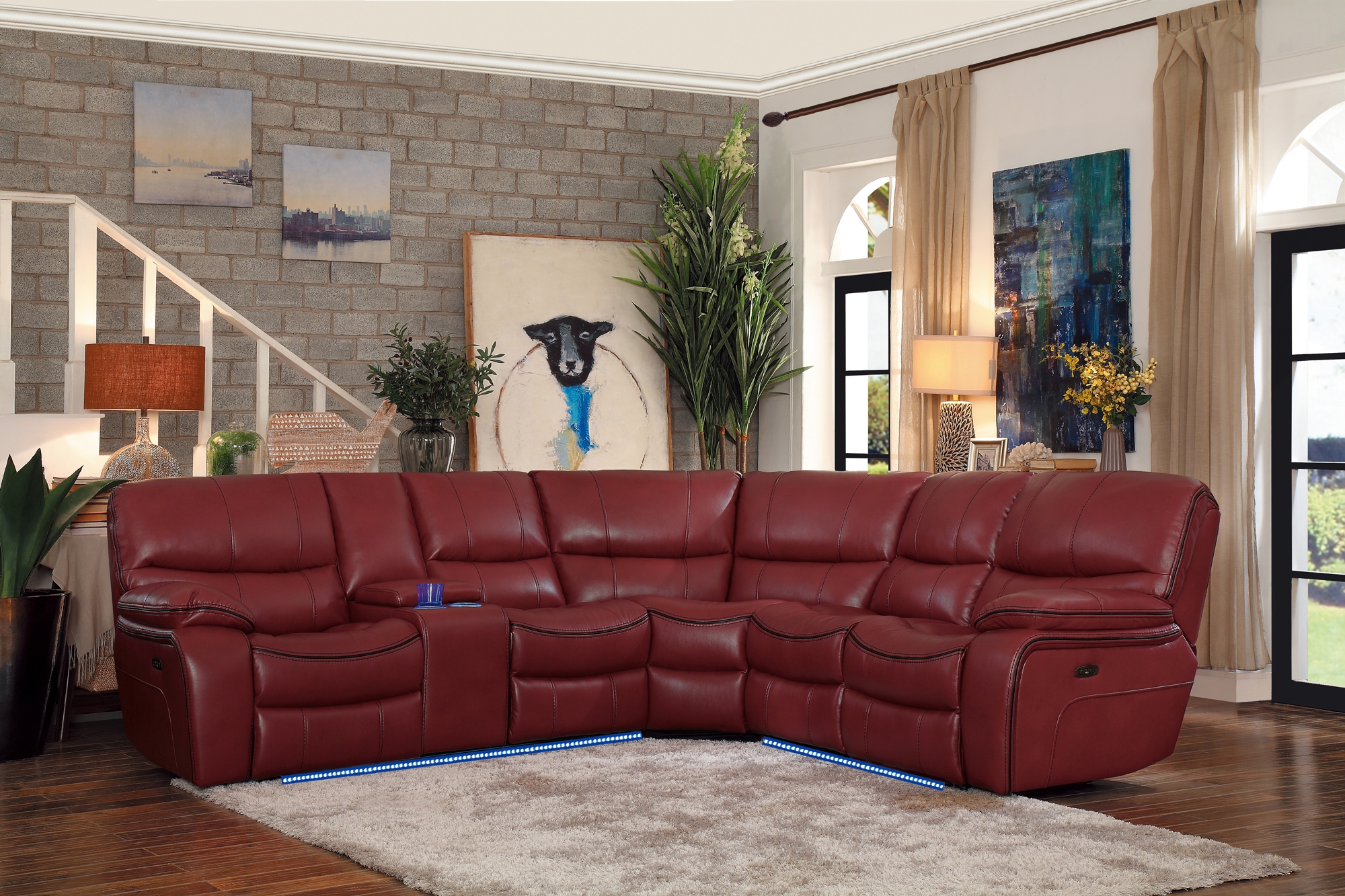 Pecos Leatherette Sectional Sofa