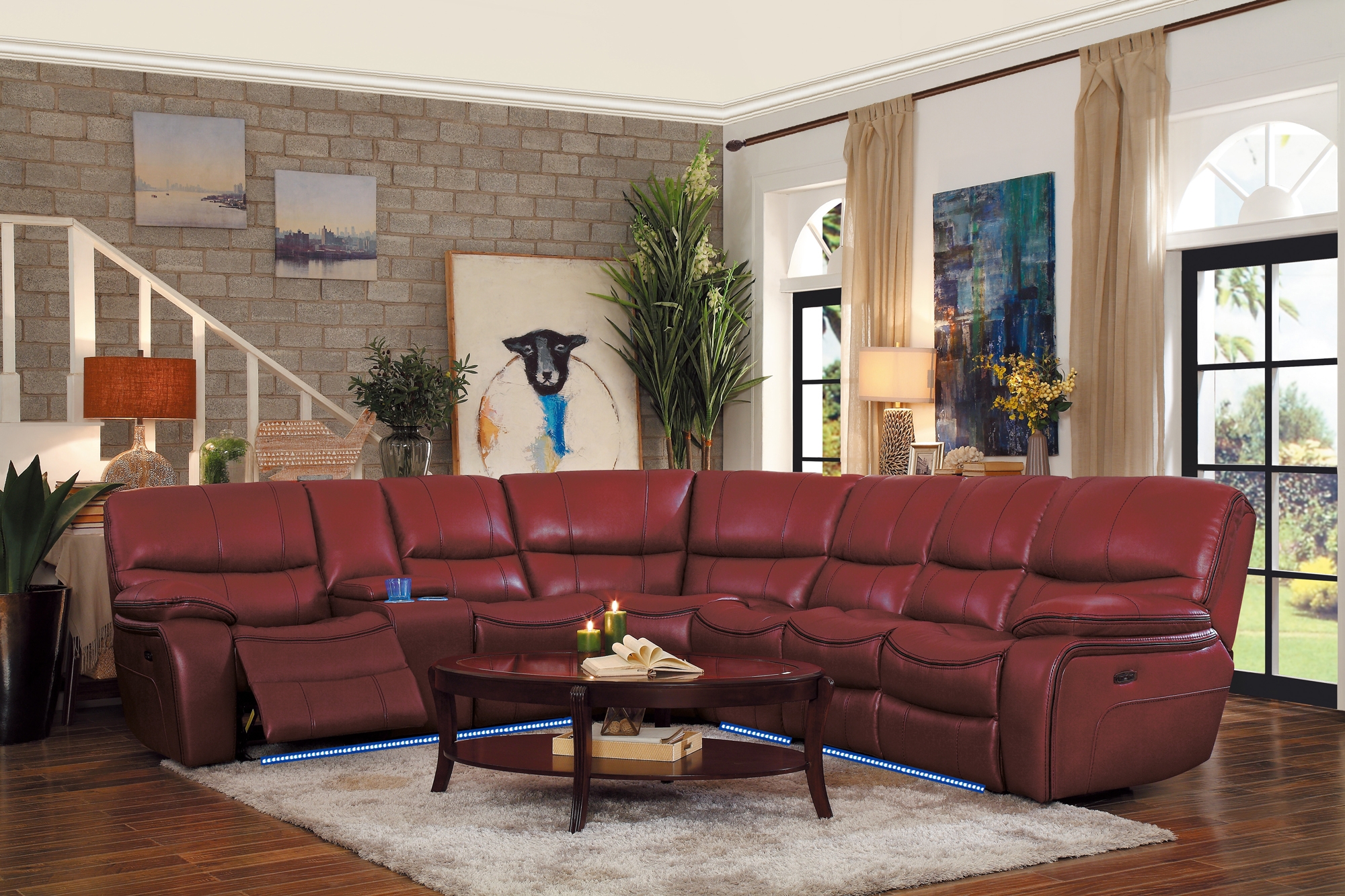 Pecos Leatherette Sectional Sofa