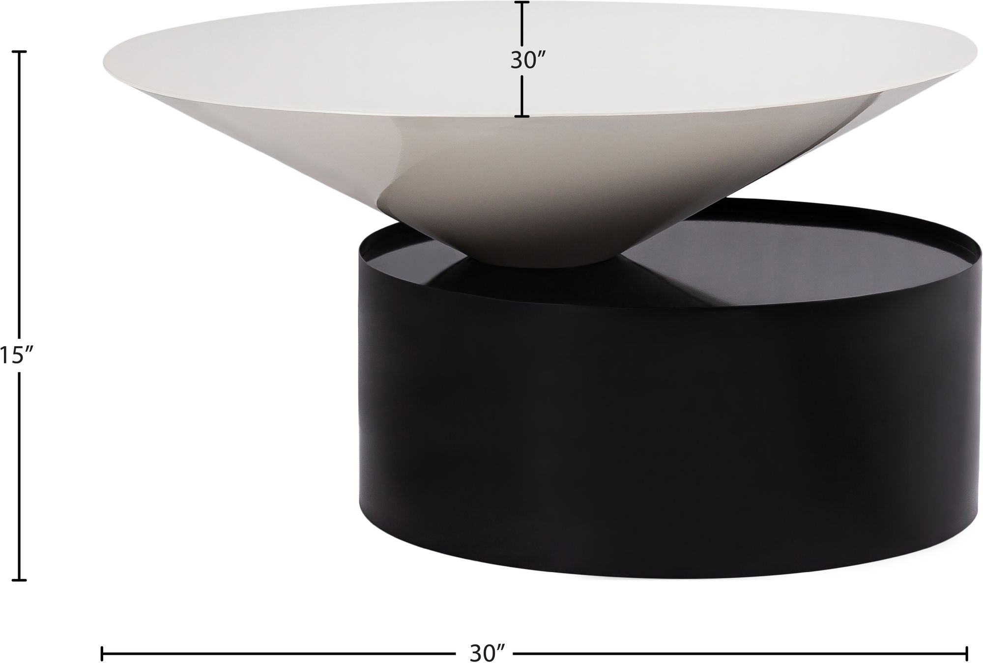 Damon 30" Round Metal Coffee Table with Matte Black Base