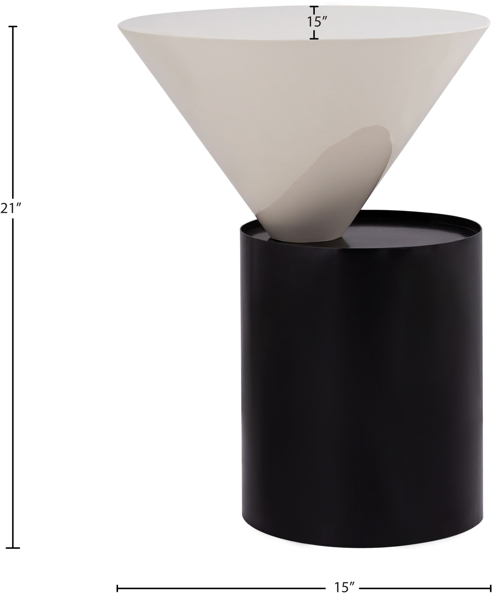 Damon 15" Round Metal End Table with Matte Black Base