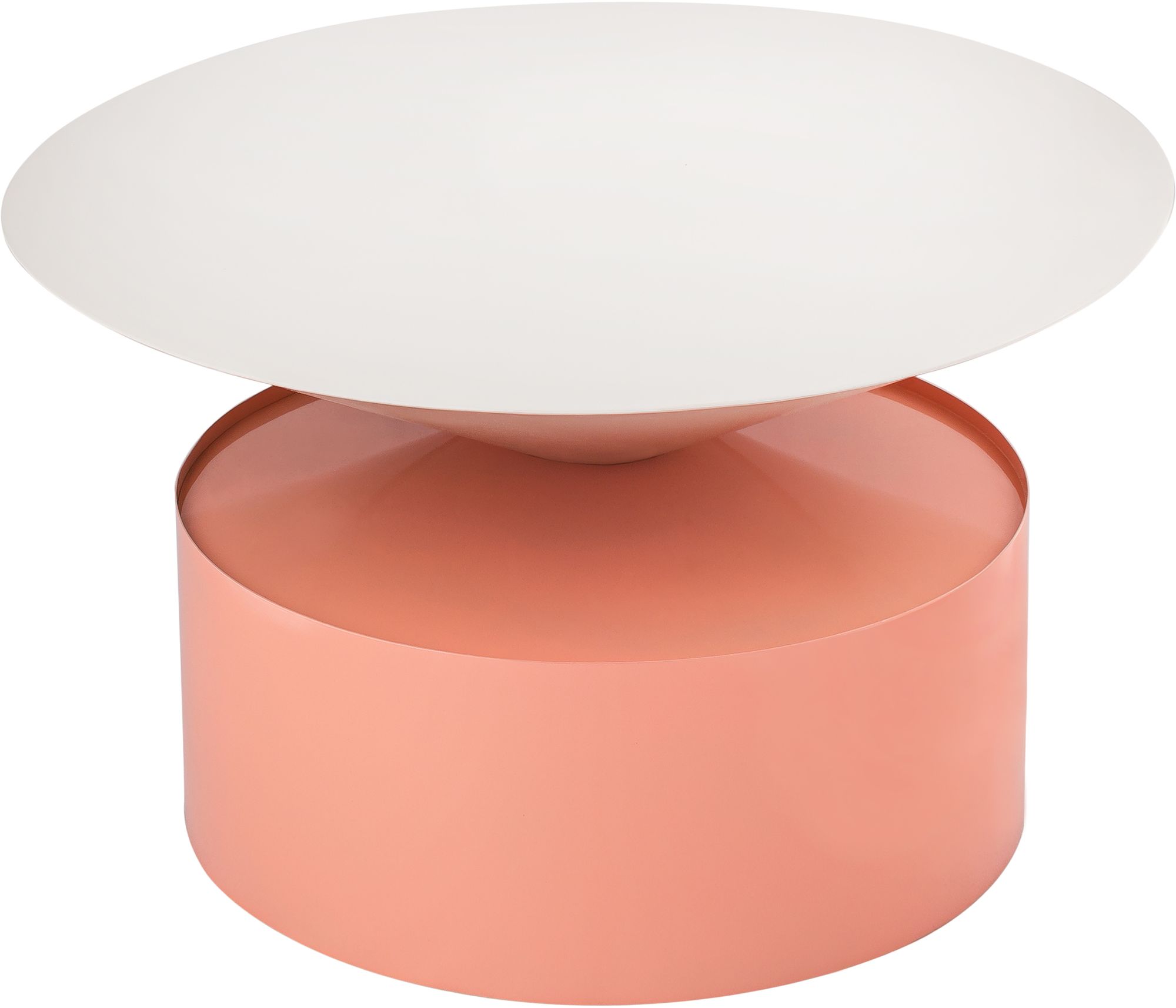 Damon 30" Round Metal Coffee Table with Pink Base