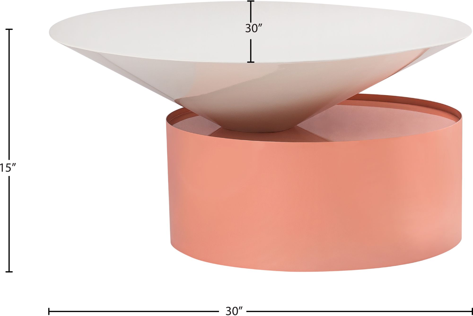 Damon 30" Round Metal Coffee Table with Pink Base