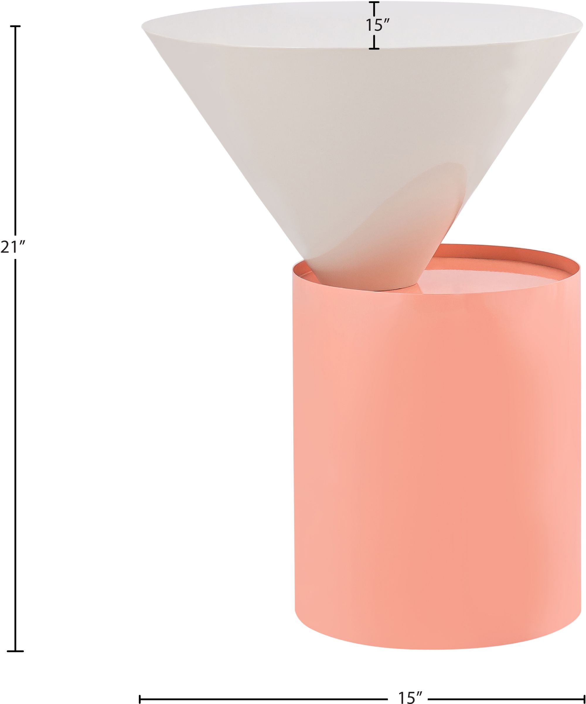 Damon 15" Round Metal End Table with Pink Base