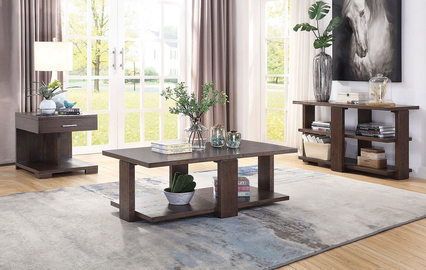 Niamey Fabric/Wood Living Room Set
