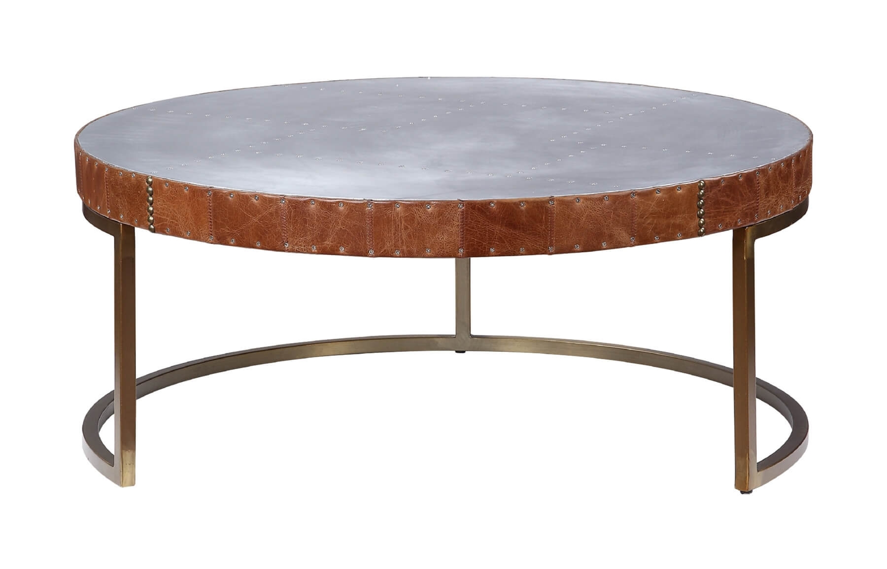 Tamas 84885 Top Grain Leather/Aluminum Coffee Table