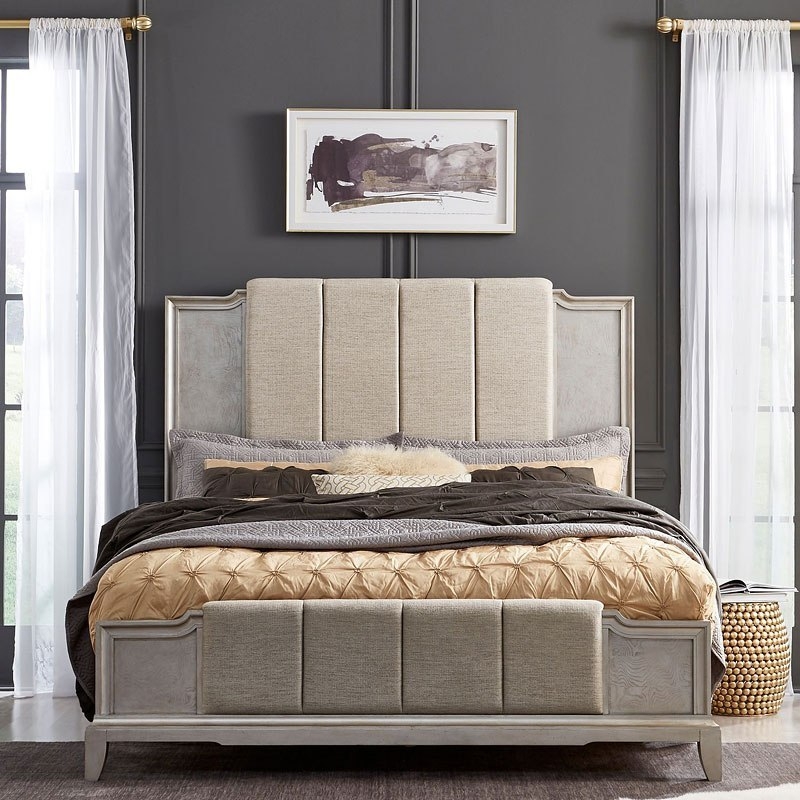 SM Montage Fabric/Wood Panel Bed w/LED Touch Lighting